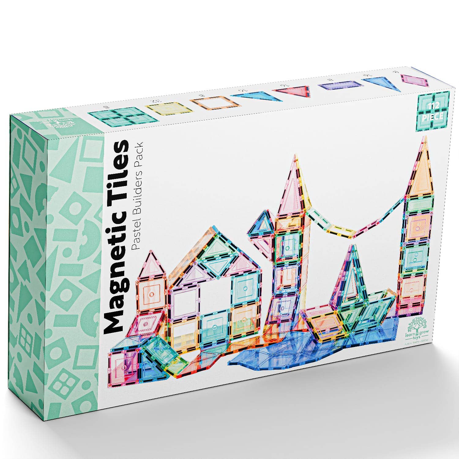 Learn & Grow Toys Magnetic Tiles | Pastel Builders Pack (112 Pc)