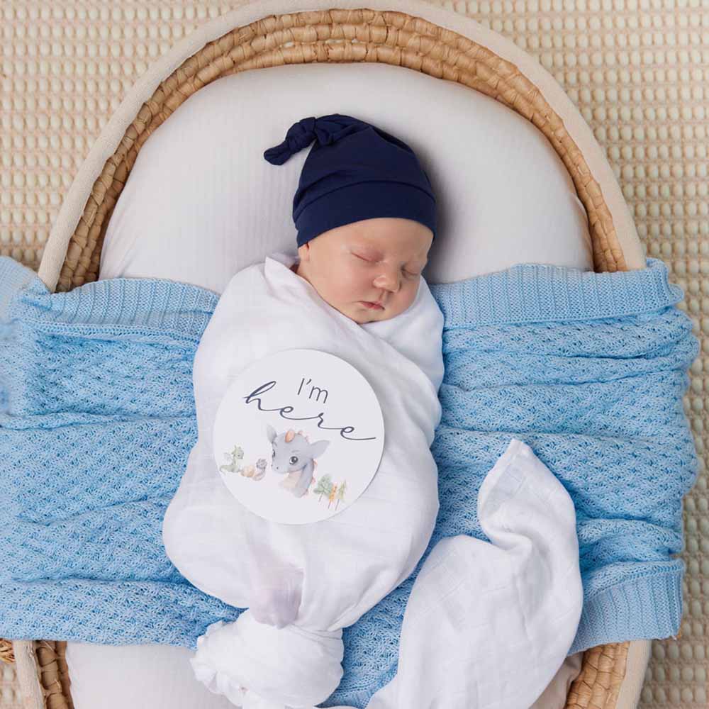 Snuggle Hunny | Diamond Knit Organic Baby Blanket | Baby Blue