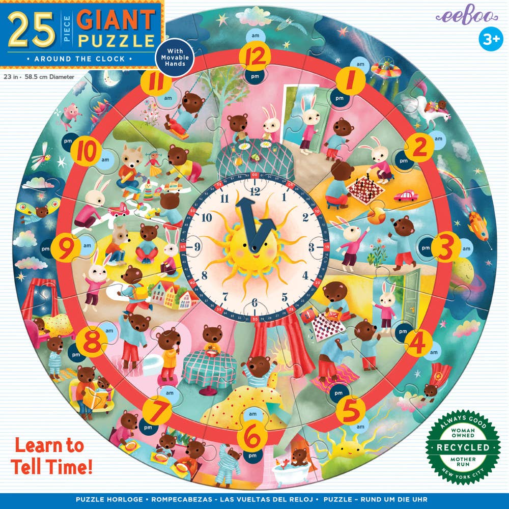 EeBoo Round Puzzle | Clock 25 Pc