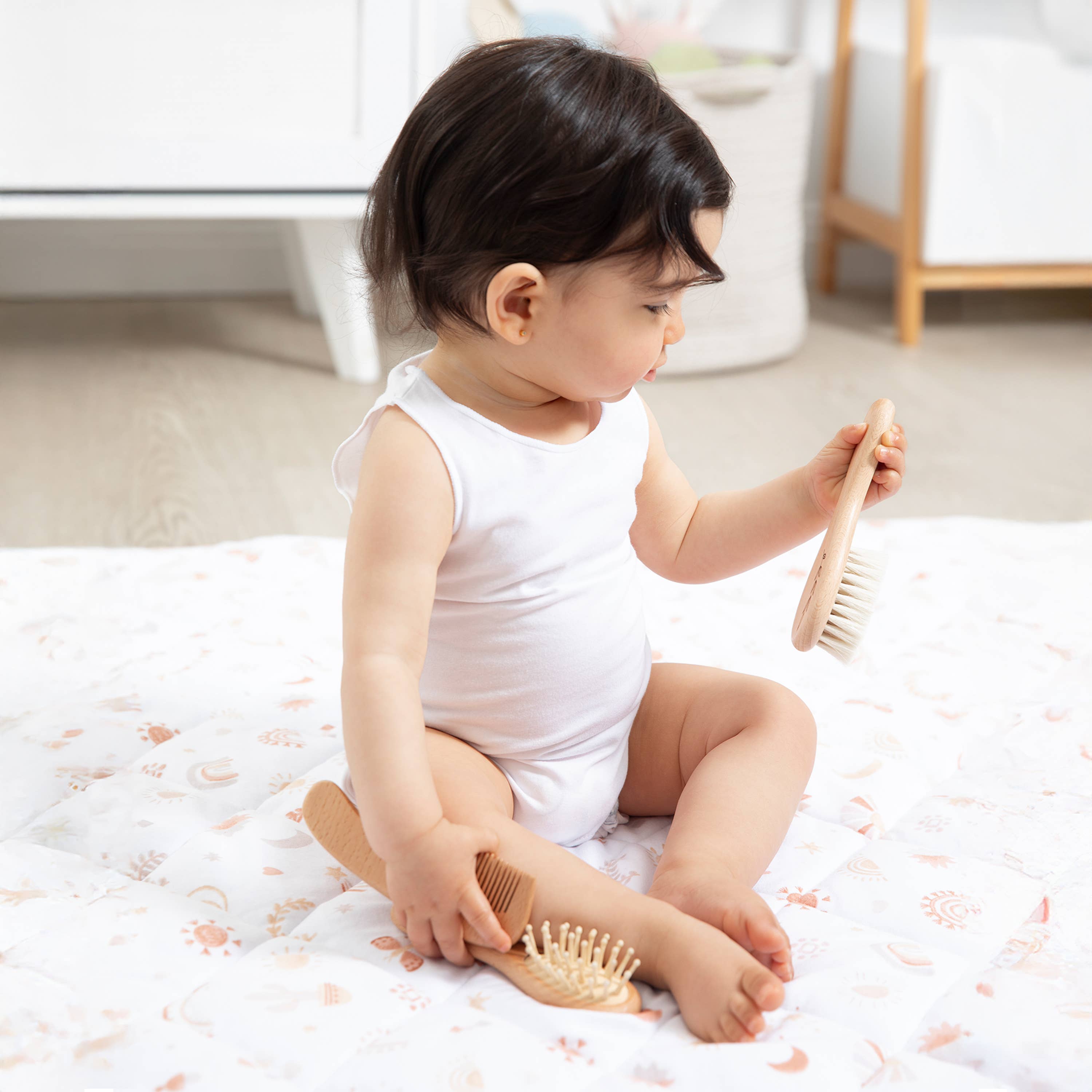 Living Textiles - 3pc Baby Wooden Brush & Comb Set