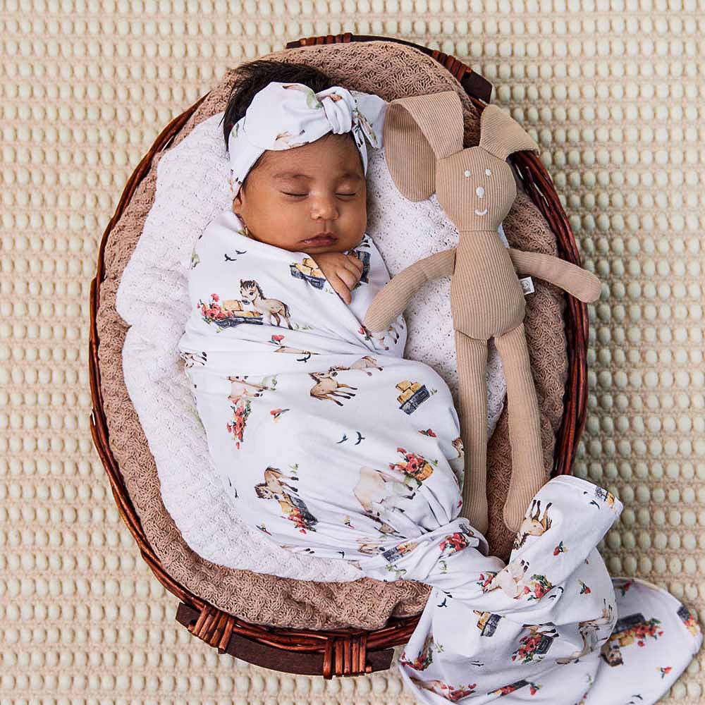 Snuggle Hunny | Pony Pals | Organic Jersey Wrap & Topknot Set