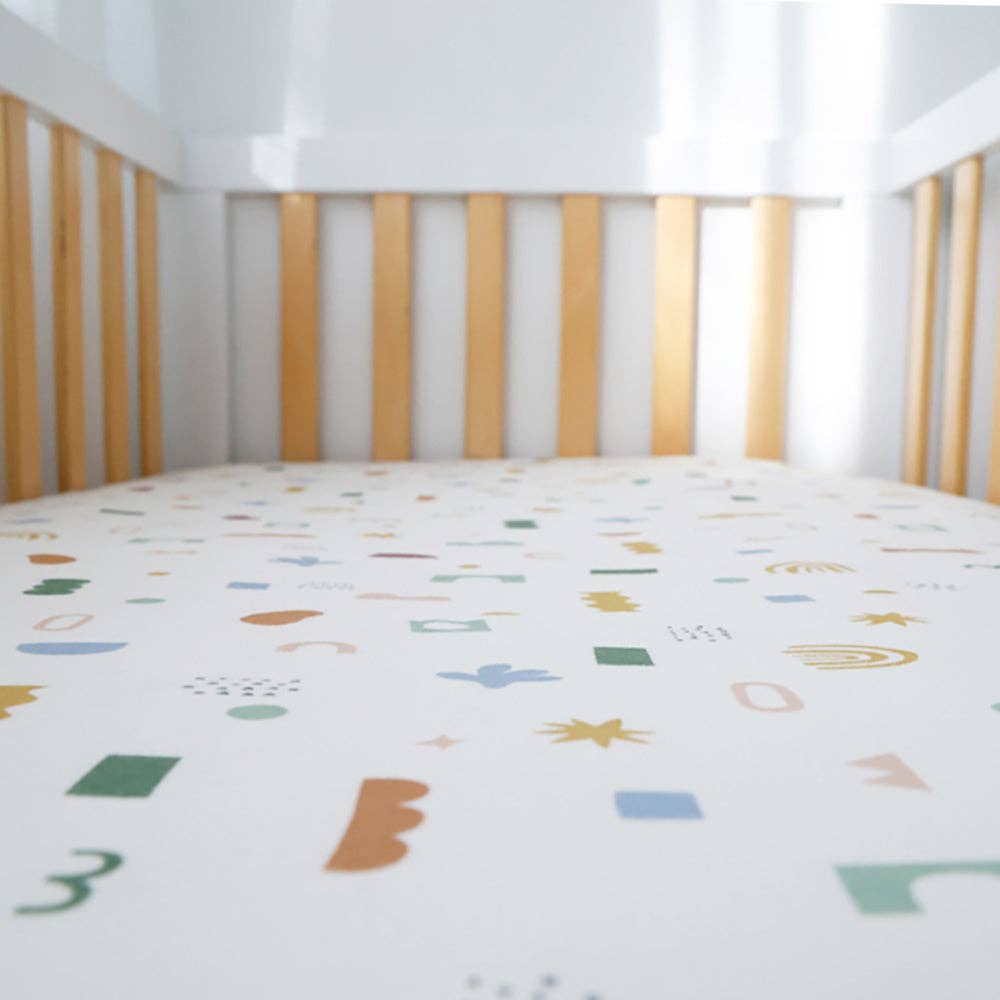 Living Textiles | 1 Pack Organic Jersey Cot Fitted Sheet Geo Mod