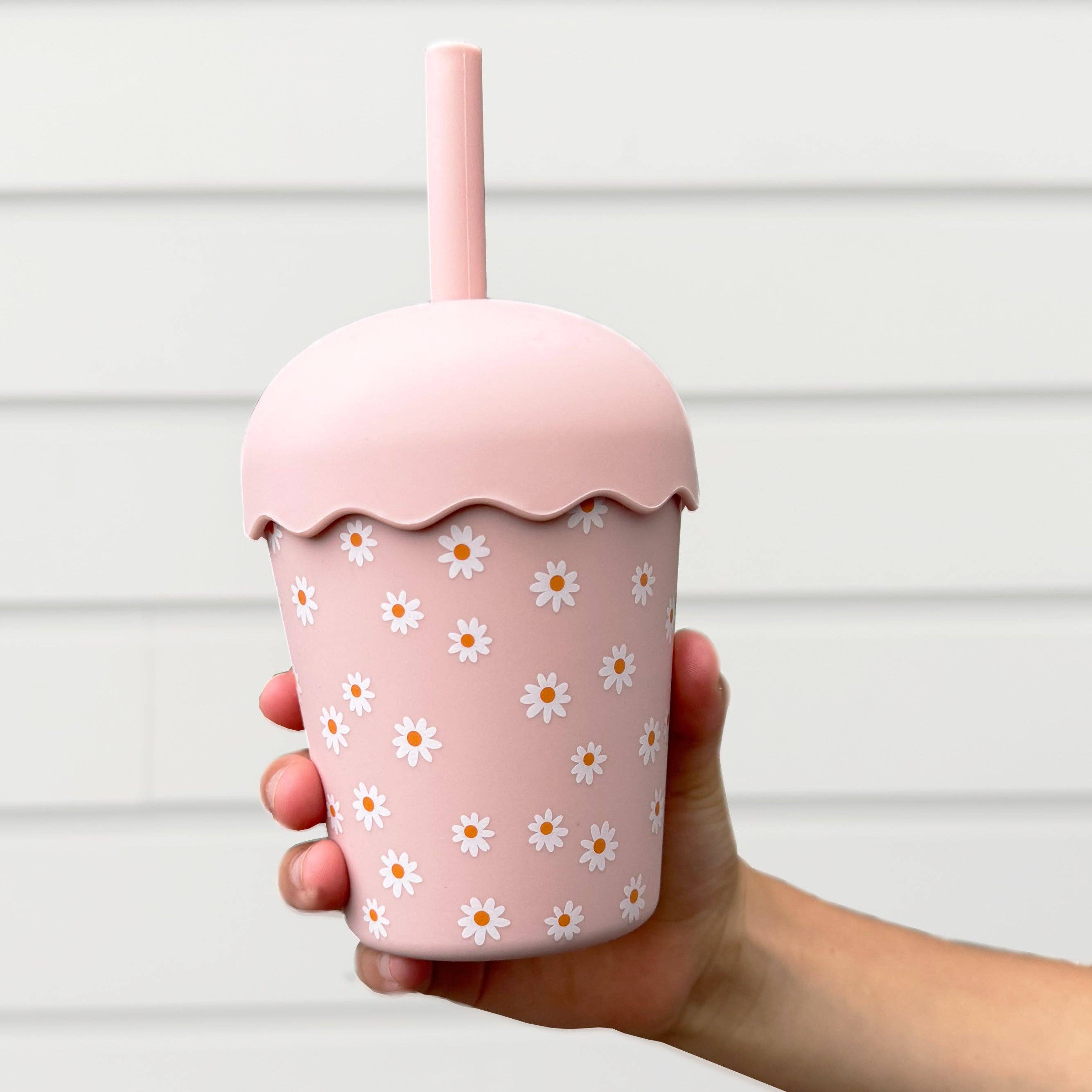 Chino Club | Pink Daisy Mini Smoothie Cup & Straw 200ml
