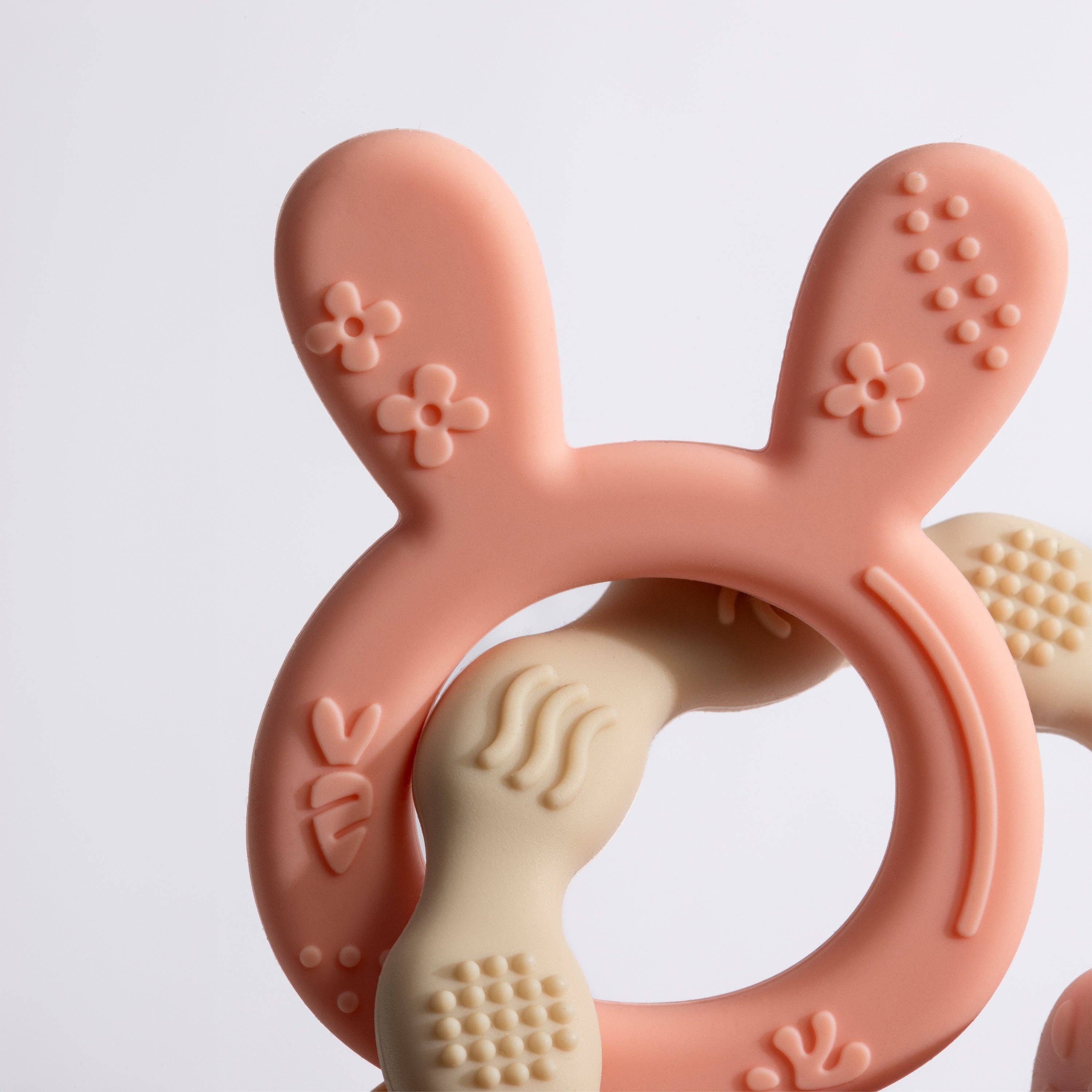 Living Textiles Silicone Bunny Teether Pink