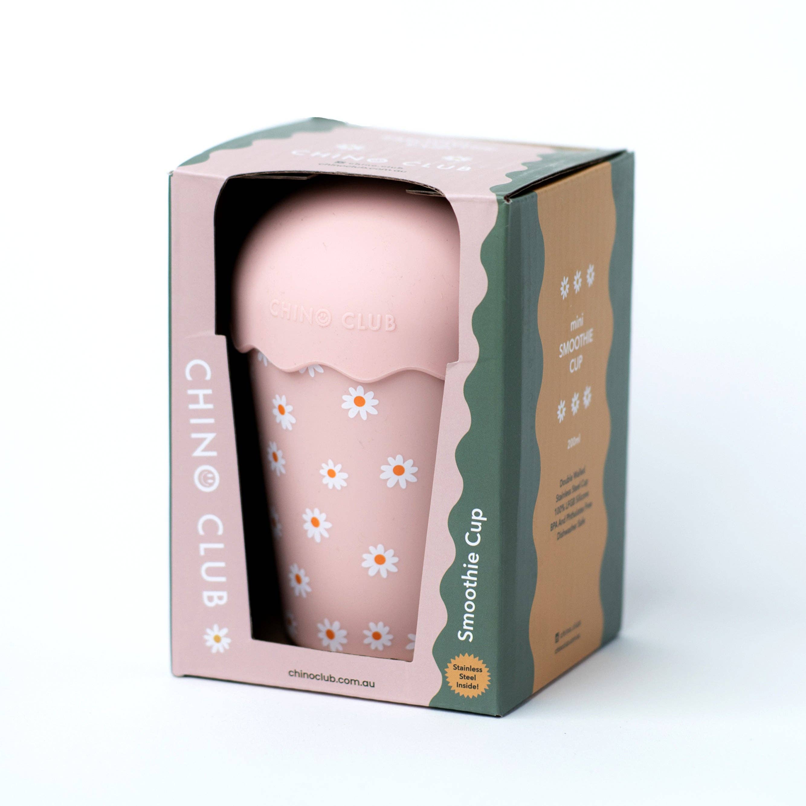 Chino Club | Pink Daisy Mini Smoothie Cup & Straw 200ml