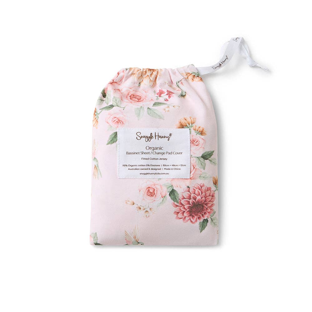 Snuggle Hunny - Birds & Blooms Organic Bassinet Sheet / Change Pad Cover