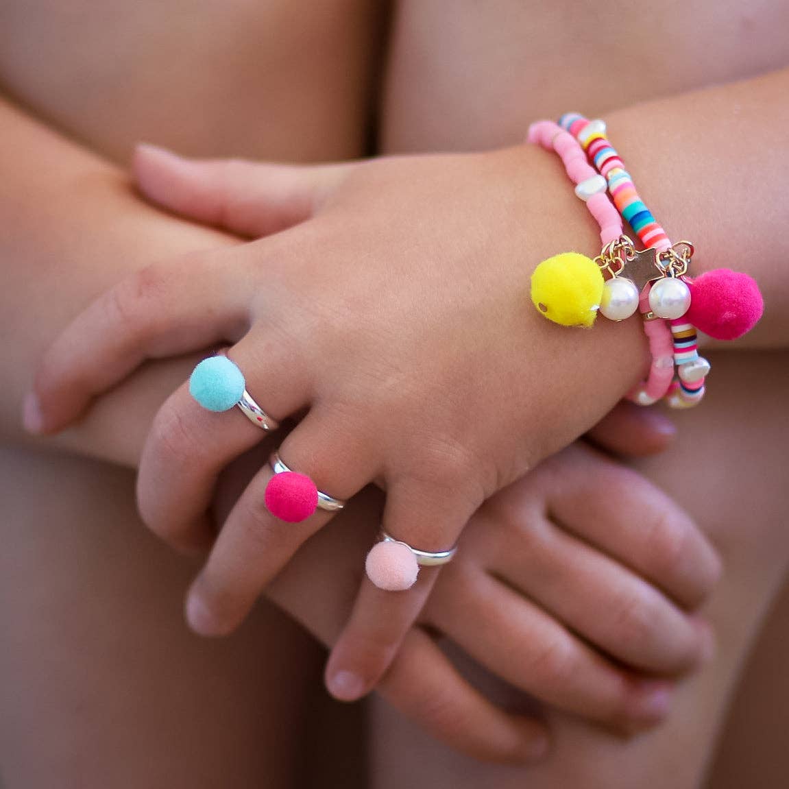Lauren Hinkley | Pink Bracelet with Pom Pom and Pearl