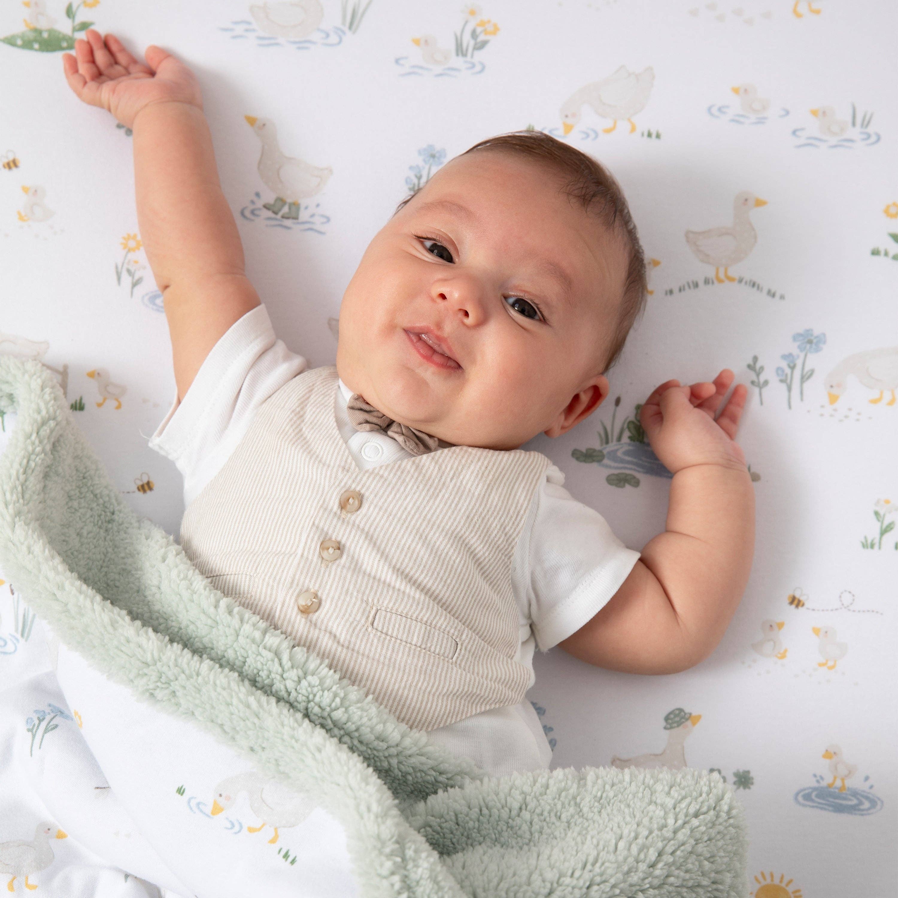 Living Textiles Organic Jersey Sherpa Blanket Goosey Goosey