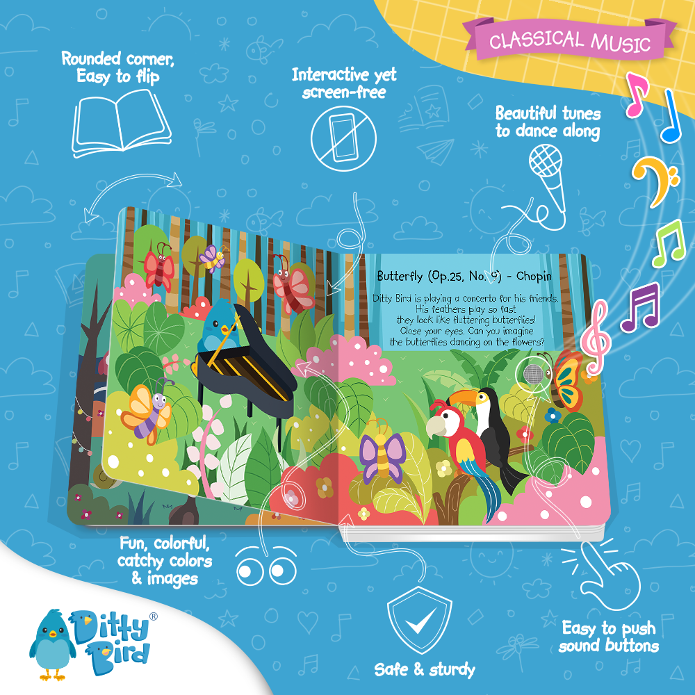 Ditty Bird | Baby Sound Book | Classical Music Mozart-Beethoven