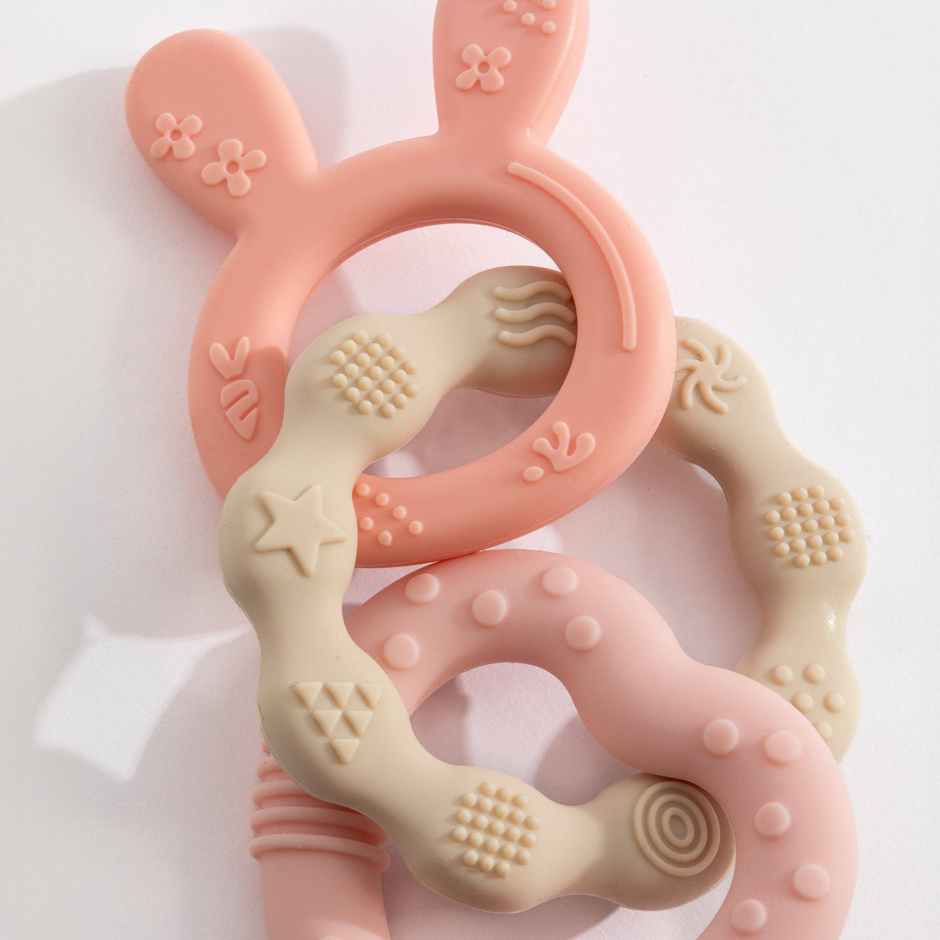 Living Textiles Silicone Bunny Teether Pink