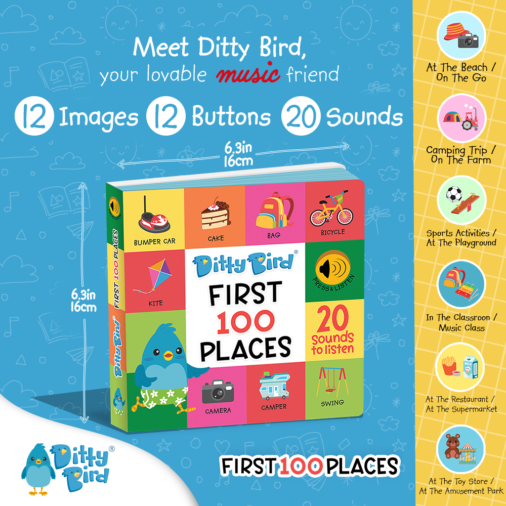 Ditty Bird | Baby Sound Vocabulary Book | First 100 Places