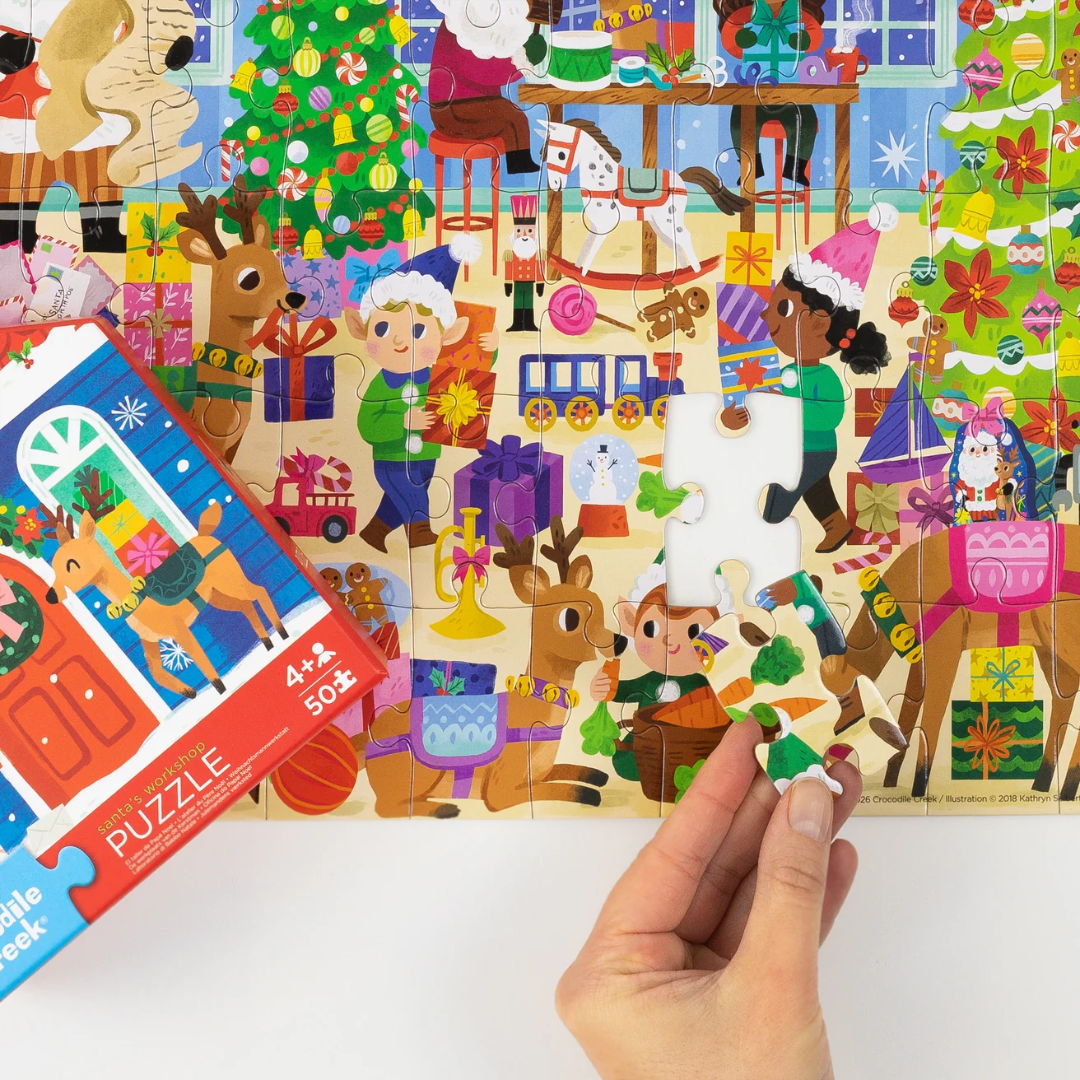Crocodile Creek | Flat House Puzzle 50 pc - Santas Workshop