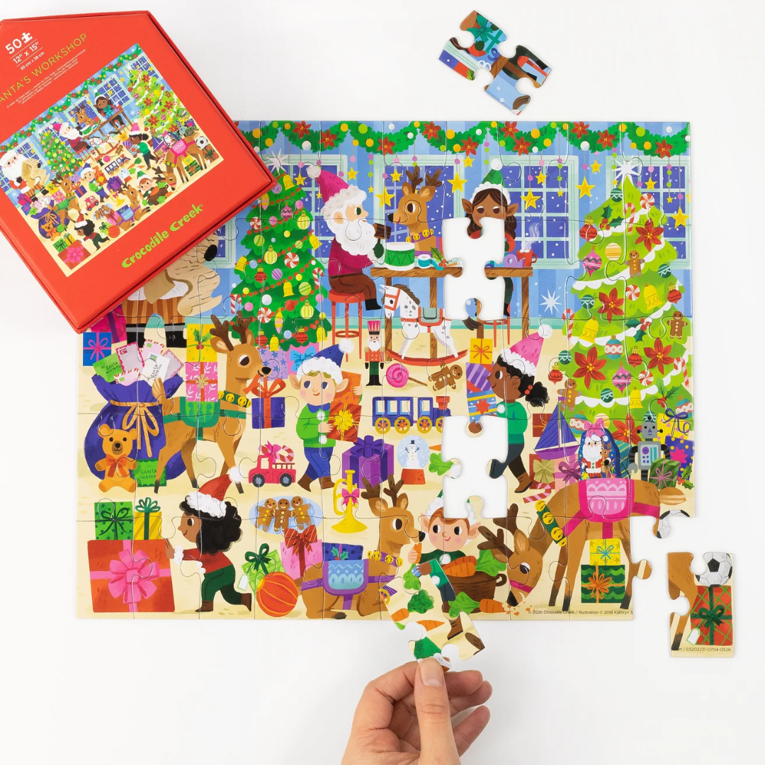 Crocodile Creek | Flat House Puzzle 50 pc - Santas Workshop