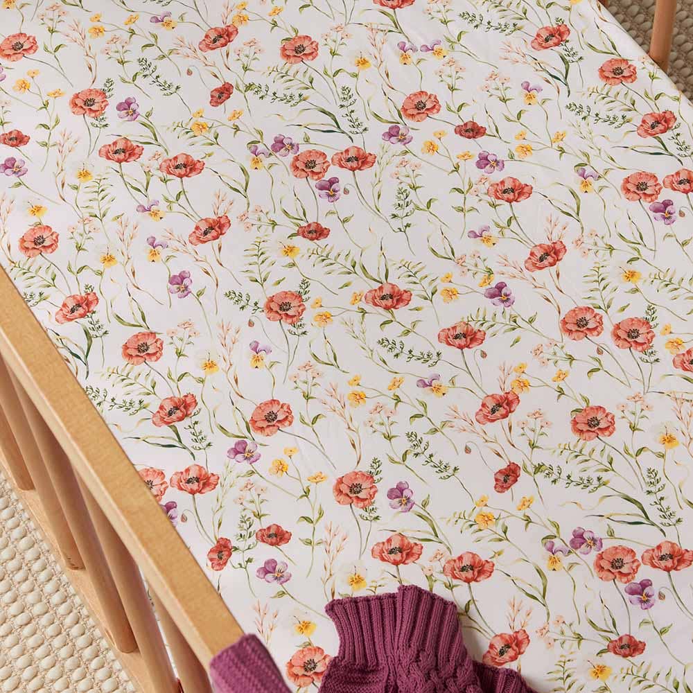 Snuggle Hunny |Organic Fitted Cot Sheet | Meadow