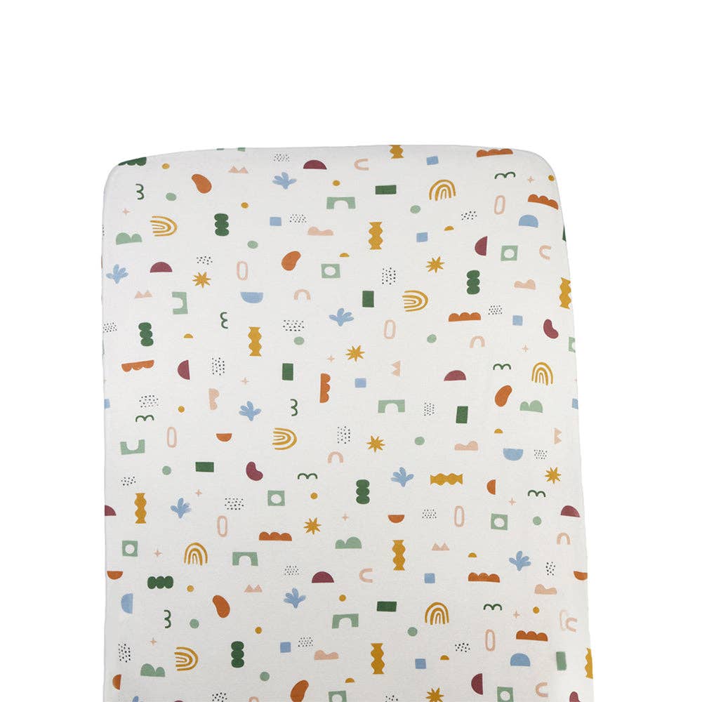 Living Textiles | 1 Pack Organic Jersey Cot Fitted Sheet Geo Mod