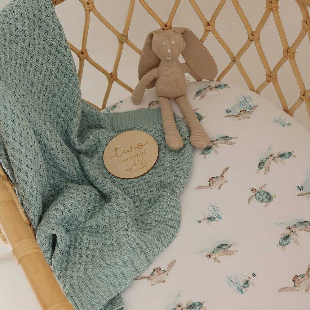 Snuggle Hunny | Diamond Knit Organic Baby Blanket | Sage
