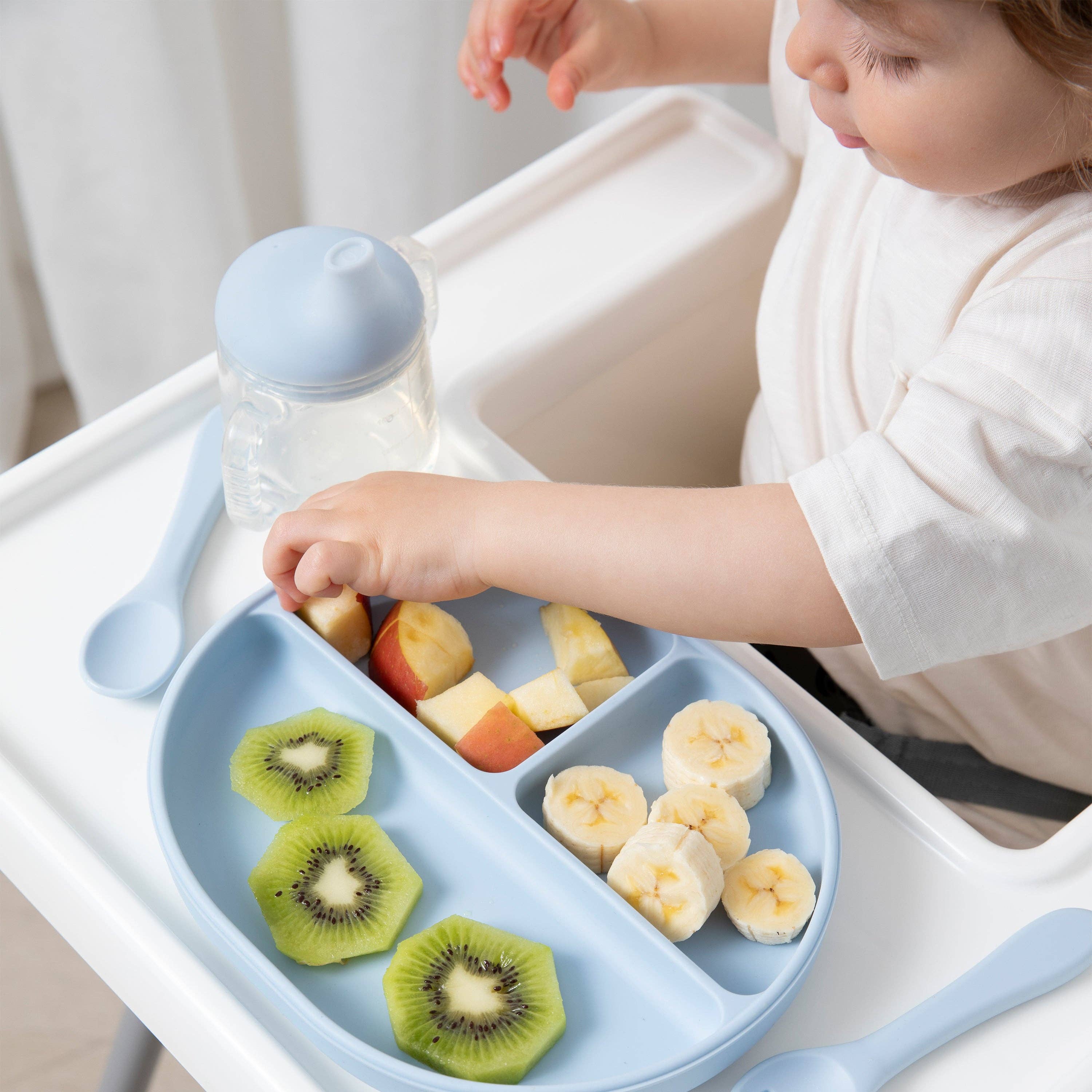 Living Textiles - Silicone Feeding Set- Dusty Blue