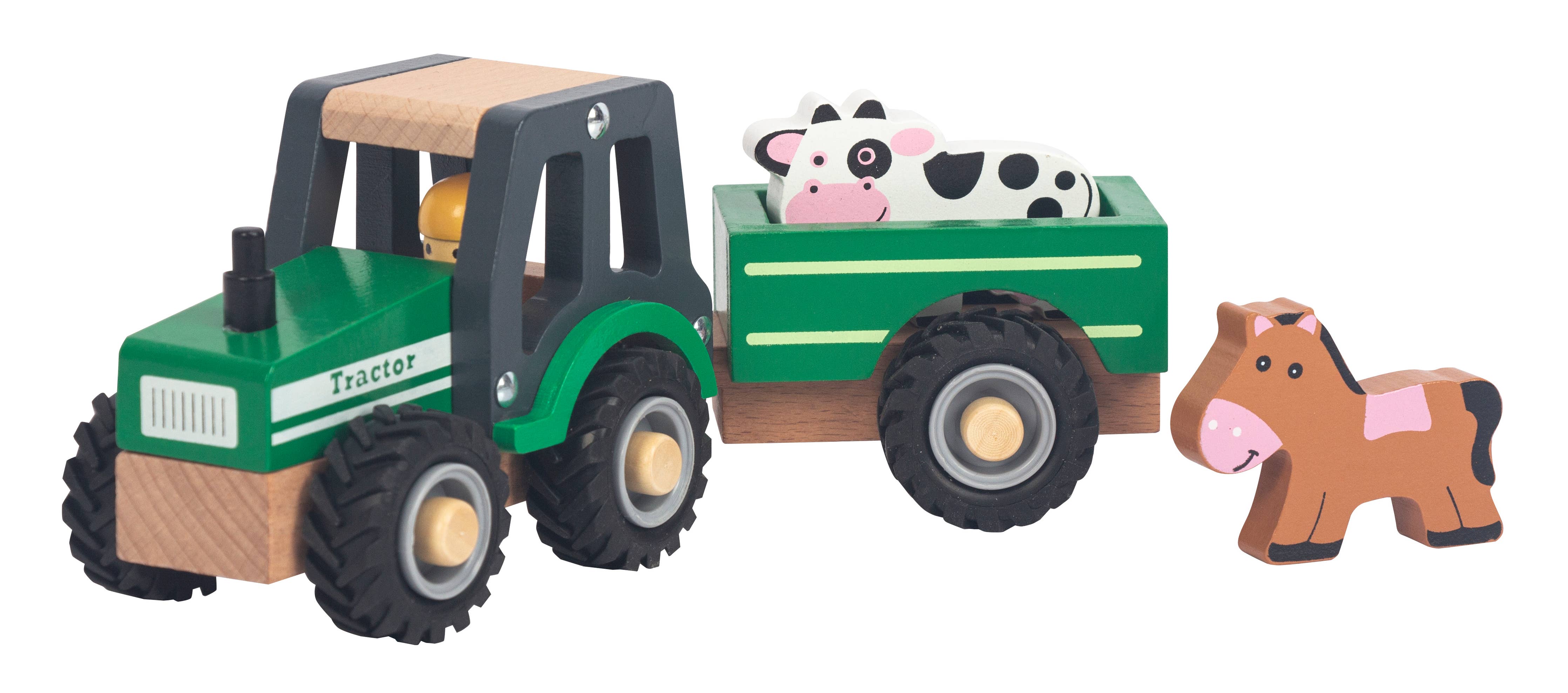 ToysLink | Onya Kids GreenWooden Farm Tractor Green