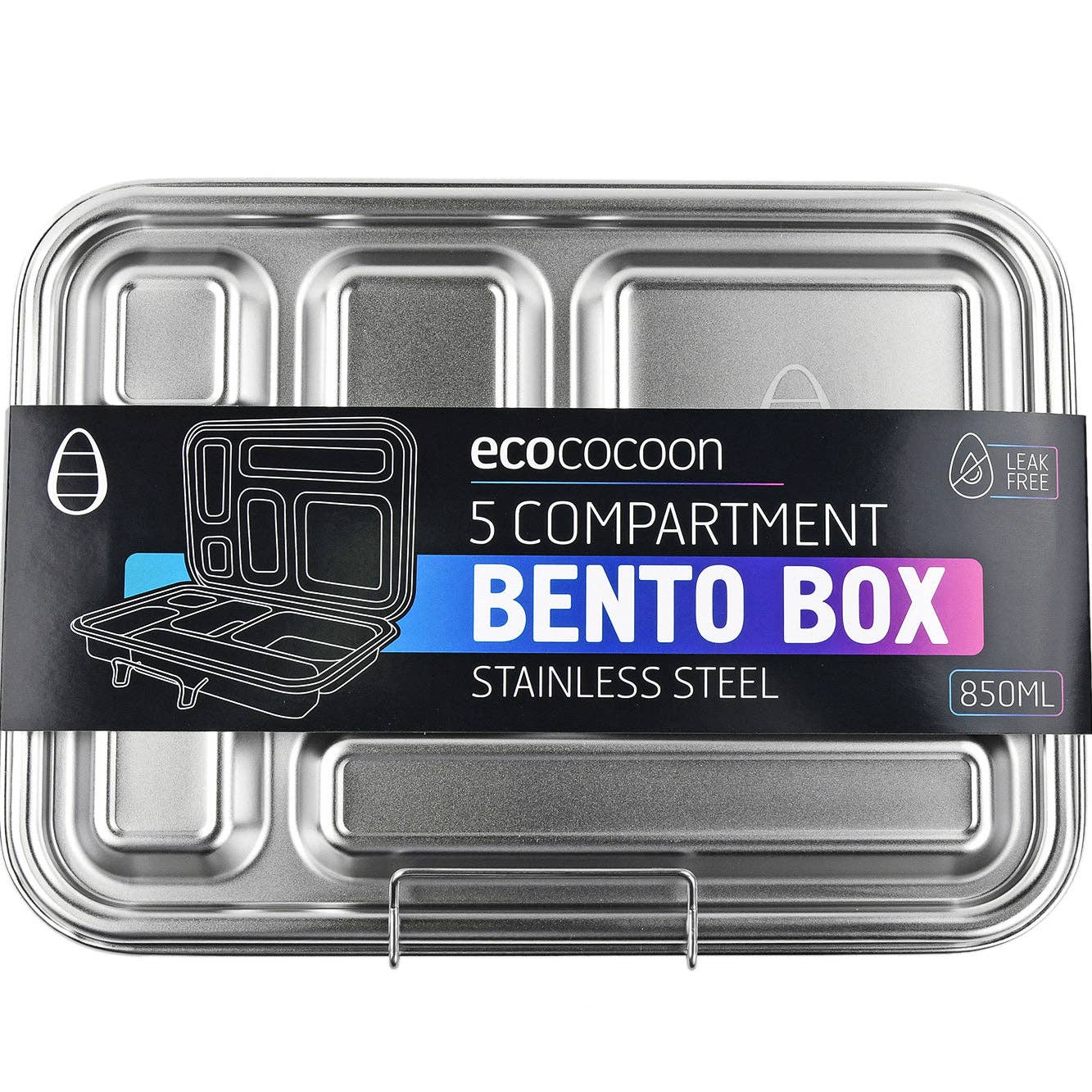 Ecococoon | Bento Box 5 - Stainless Steel - Leak Proof | Blueberry