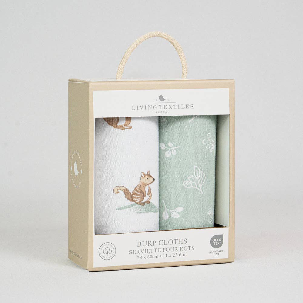 Living Textiles - 2 Pack Organic Burp Cloths - Australiana