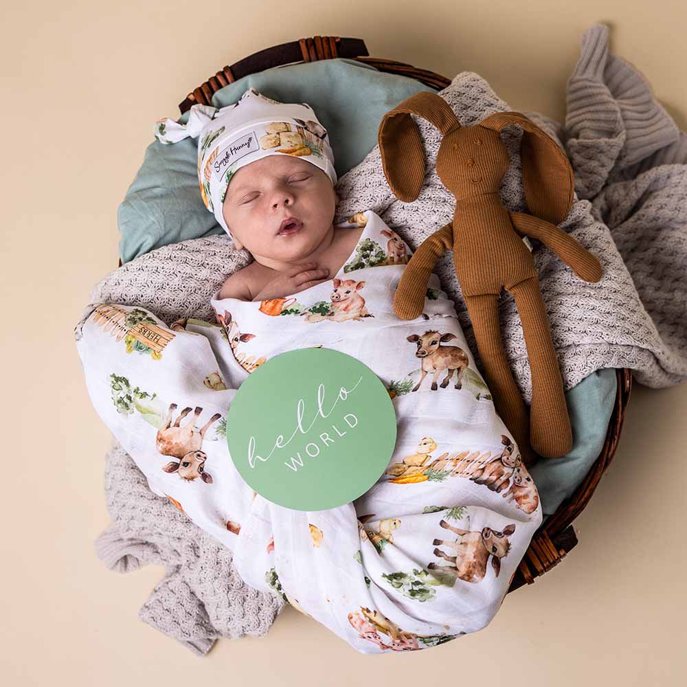 Snuggle Hunny | Organic Muslin Wrap | Farm