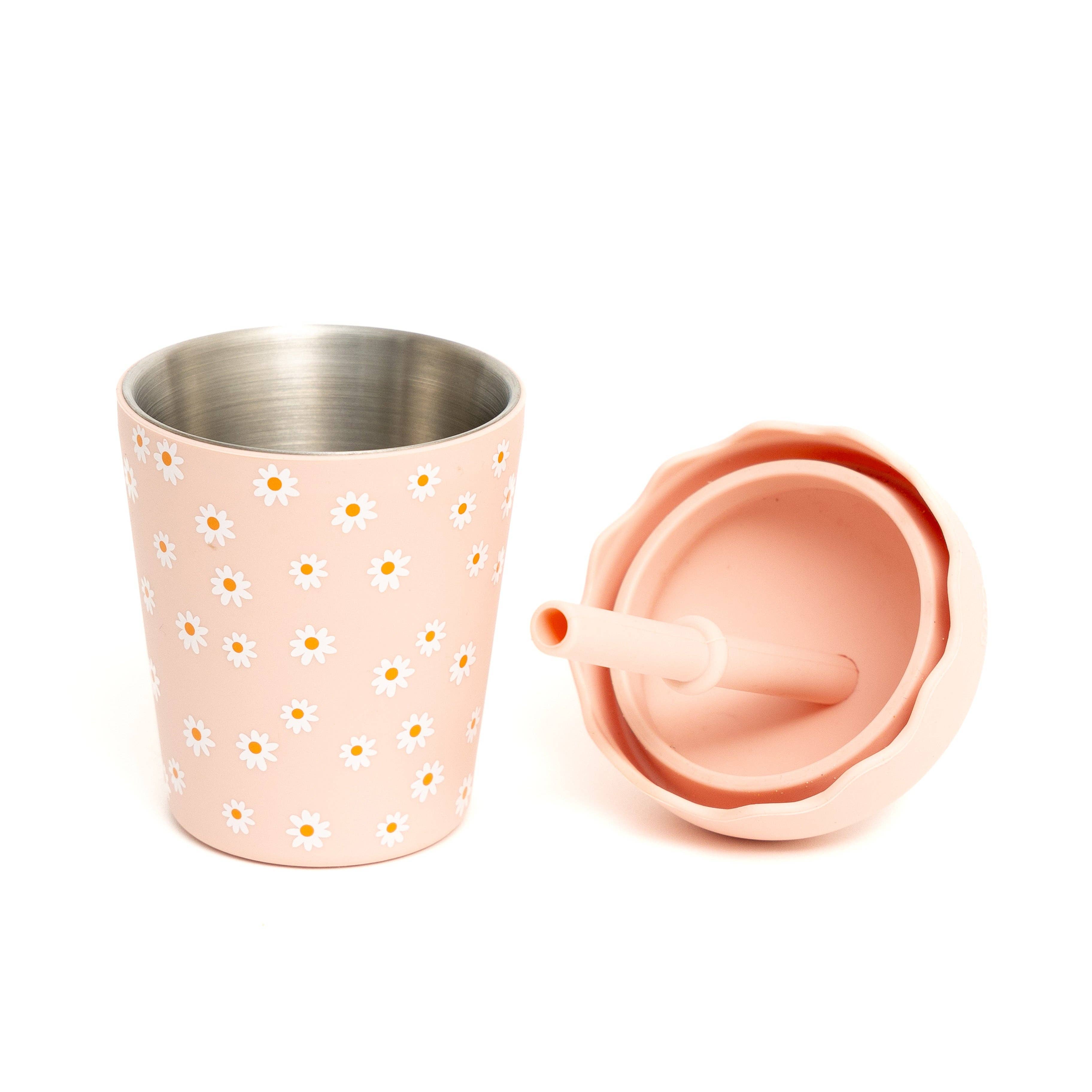 Chino Club | Pink Daisy Mini Smoothie Cup & Straw 200ml