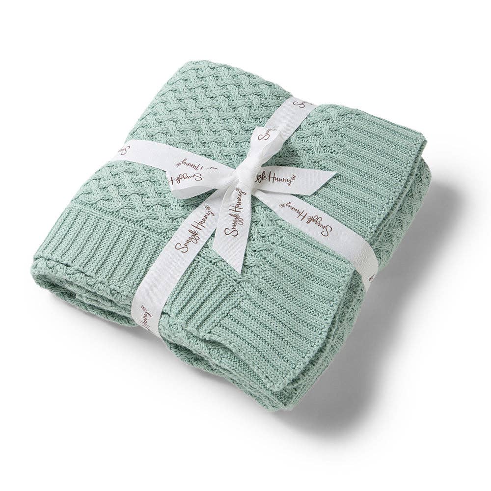 Snuggle Hunny | Diamond Knit Organic Baby Blanket | Sage