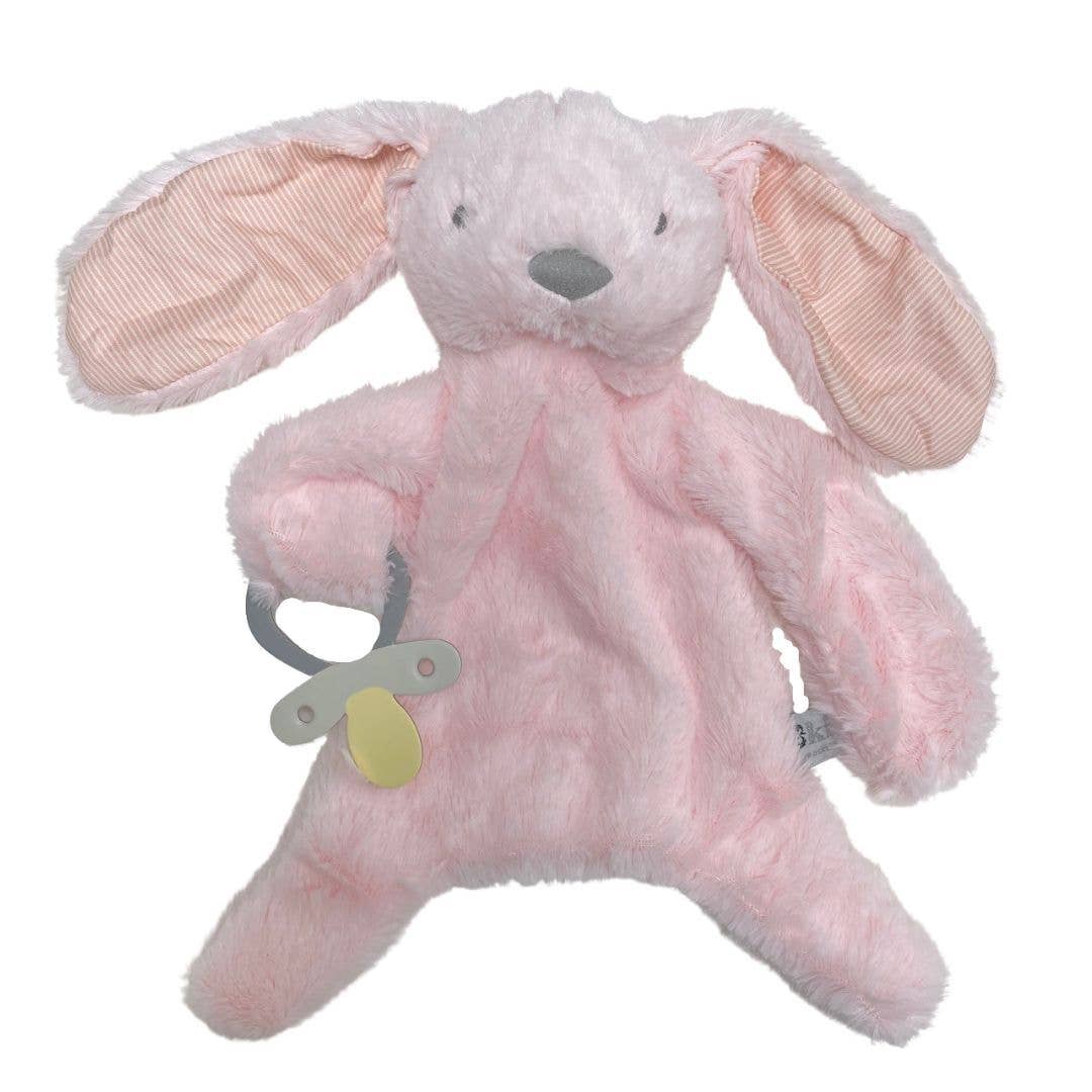 ES Kids Bunny Comforter with Dummy Holder Pink Stripe 30cm