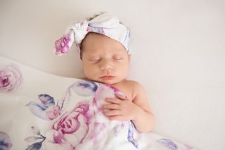 Snuggle Hunny Jersey Wrap & Topknot Set Lilac Skies