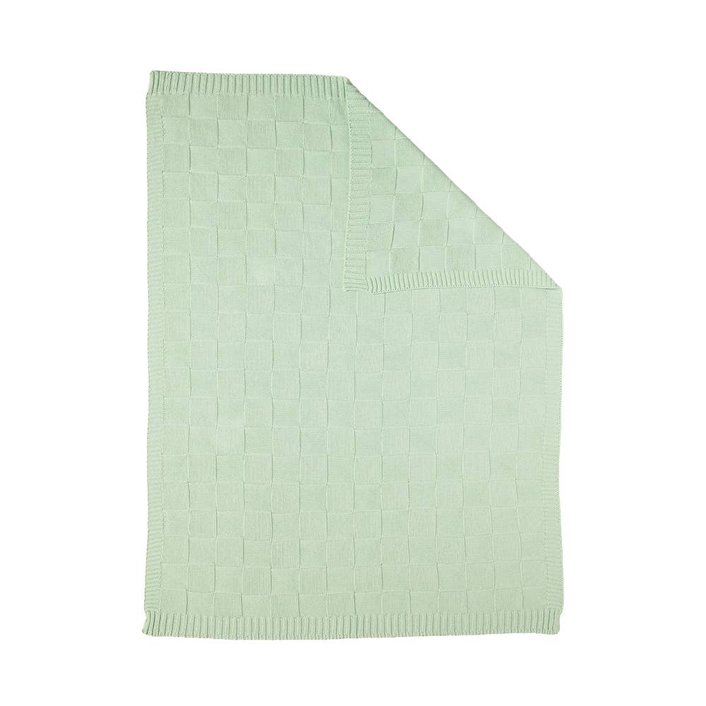 Living Textiles | Pram Knitted Blanket Checkered Seafoam