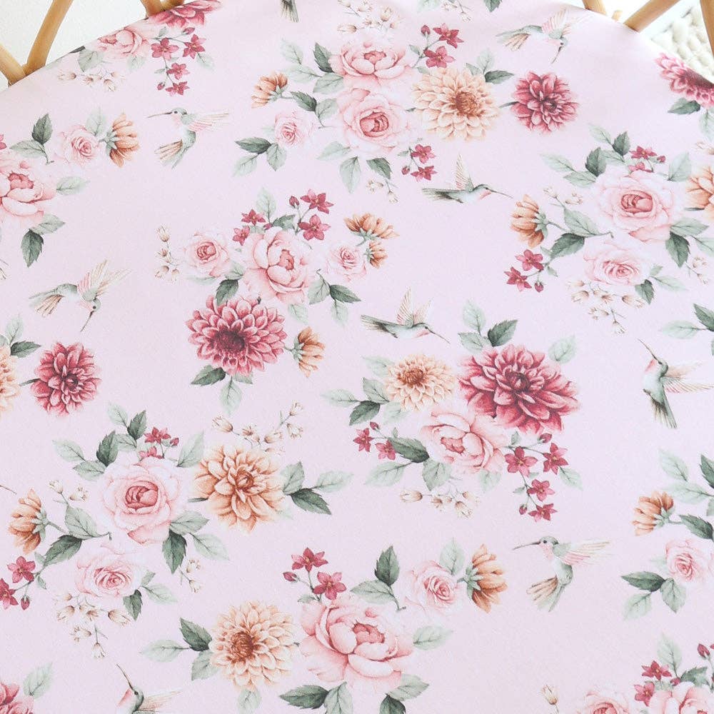 Snuggle Hunny - Birds & Blooms Organic Bassinet Sheet / Change Pad Cover
