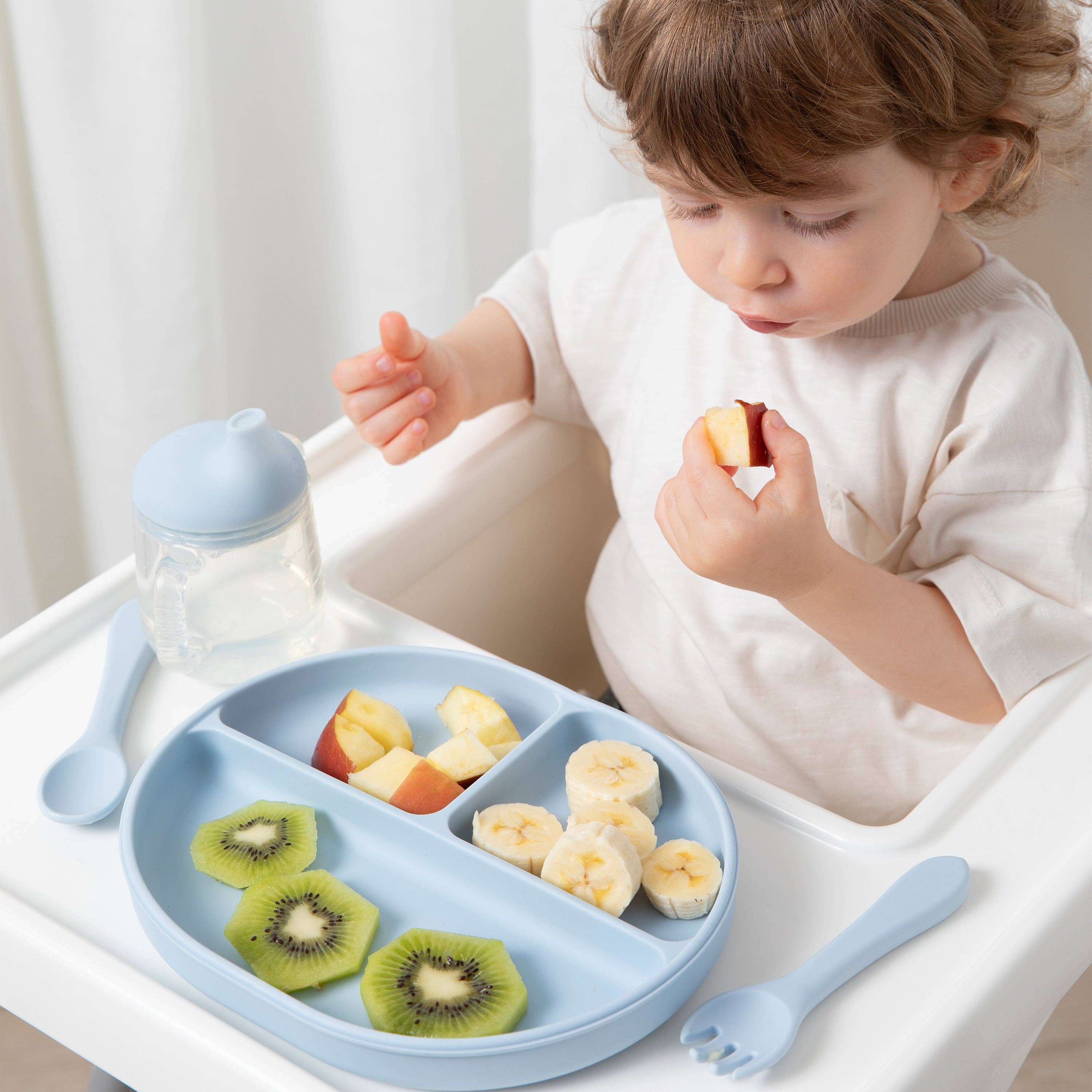 Living Textiles - Silicone Feeding Set- Dusty Blue