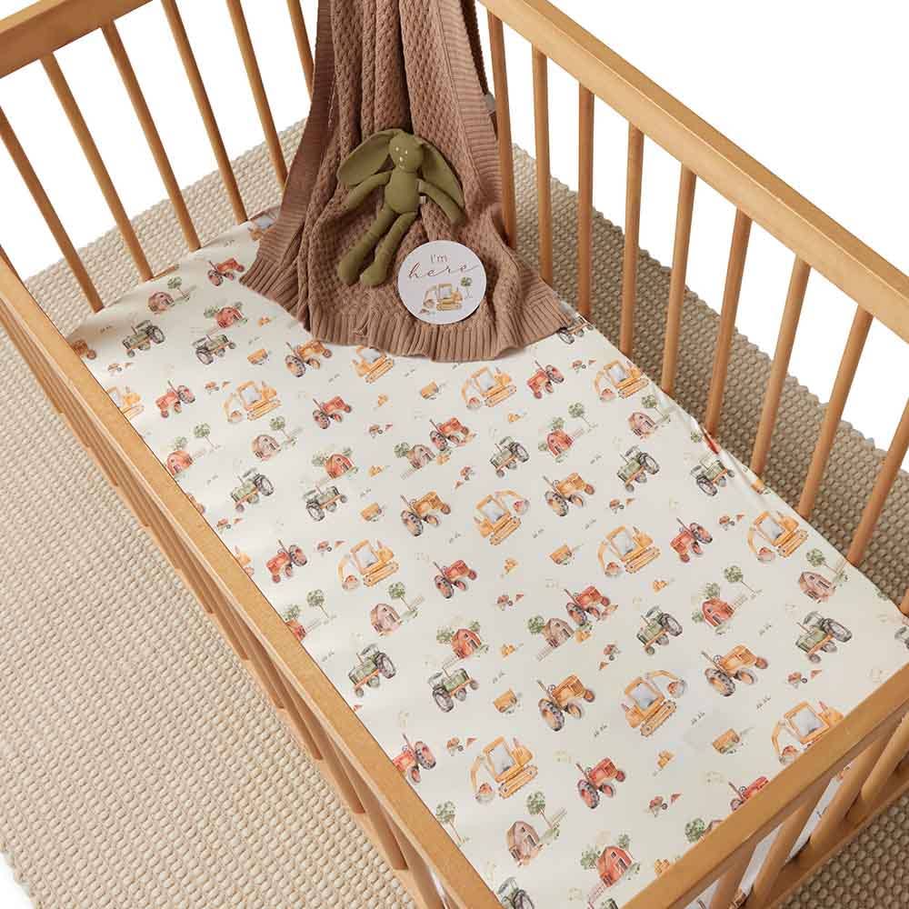 Snuggle Hunny | Organic Fitted Cot Sheet | Diggers