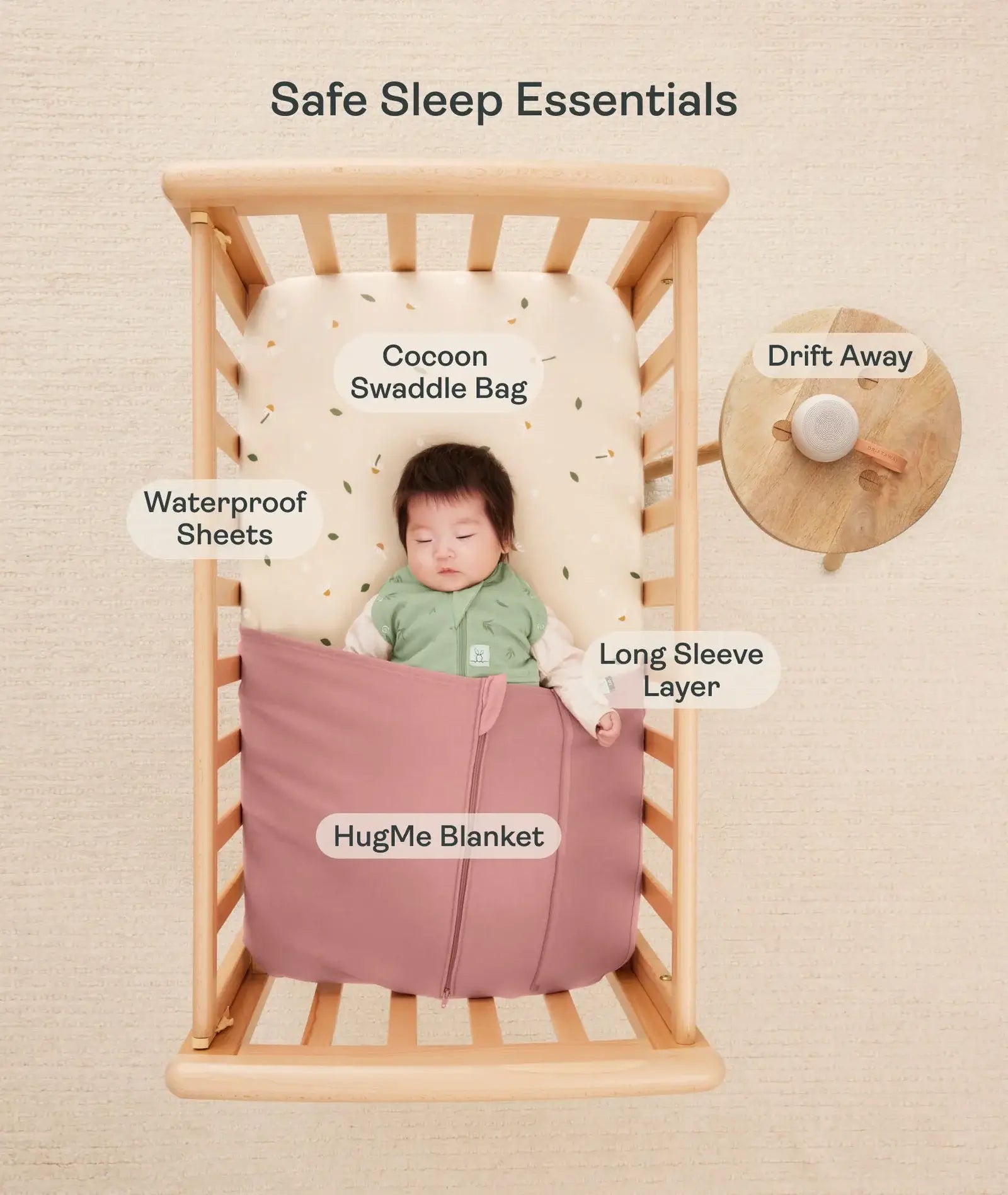 ergoPouch Cocoon Swaddle Bag 2.5 tog in sage — a secure, multifunctional infant sleep sack designed for newborns, featuring a zip-up swaddle-to-sleep transition, breathable natural fabric, and extra warmth for cooler nights.