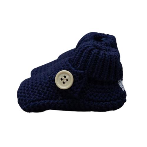 Korango Knitted Button Booties | Navy