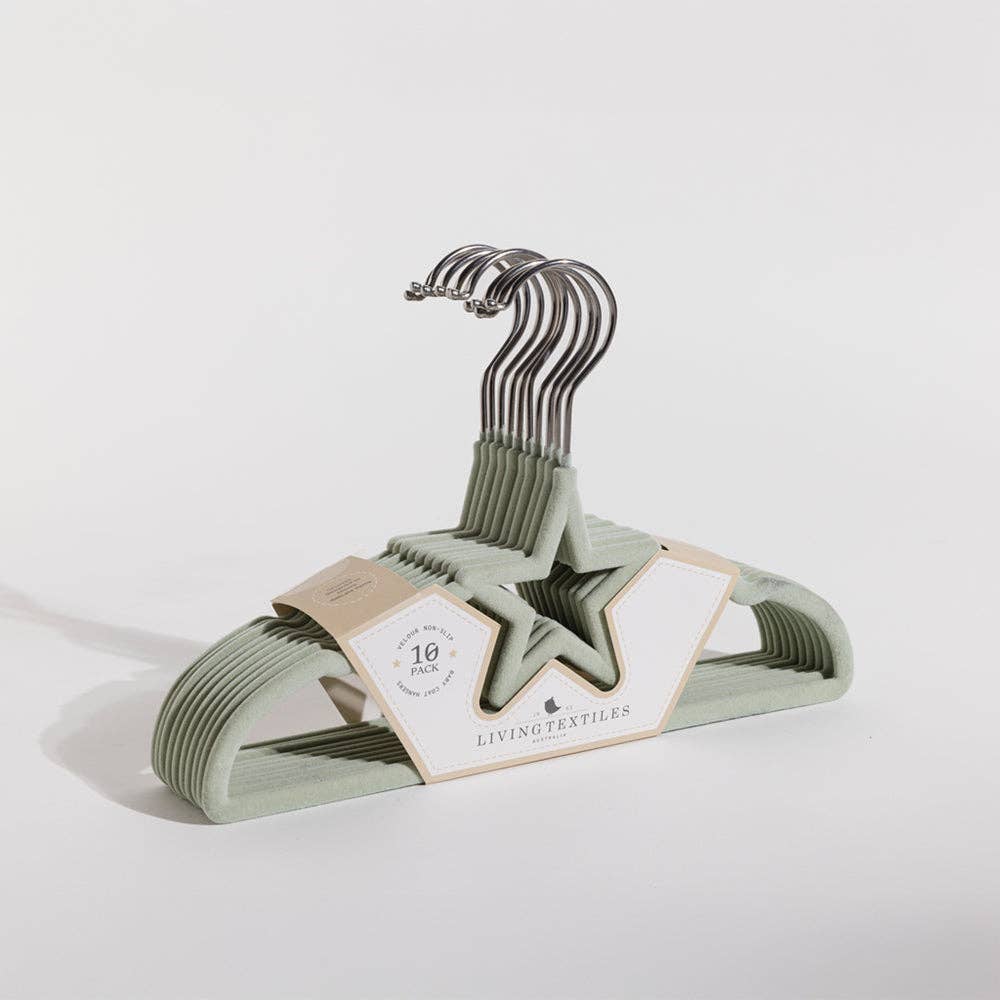 Living Textiles - 10pk Baby Coat Hangers - Stars/Sage