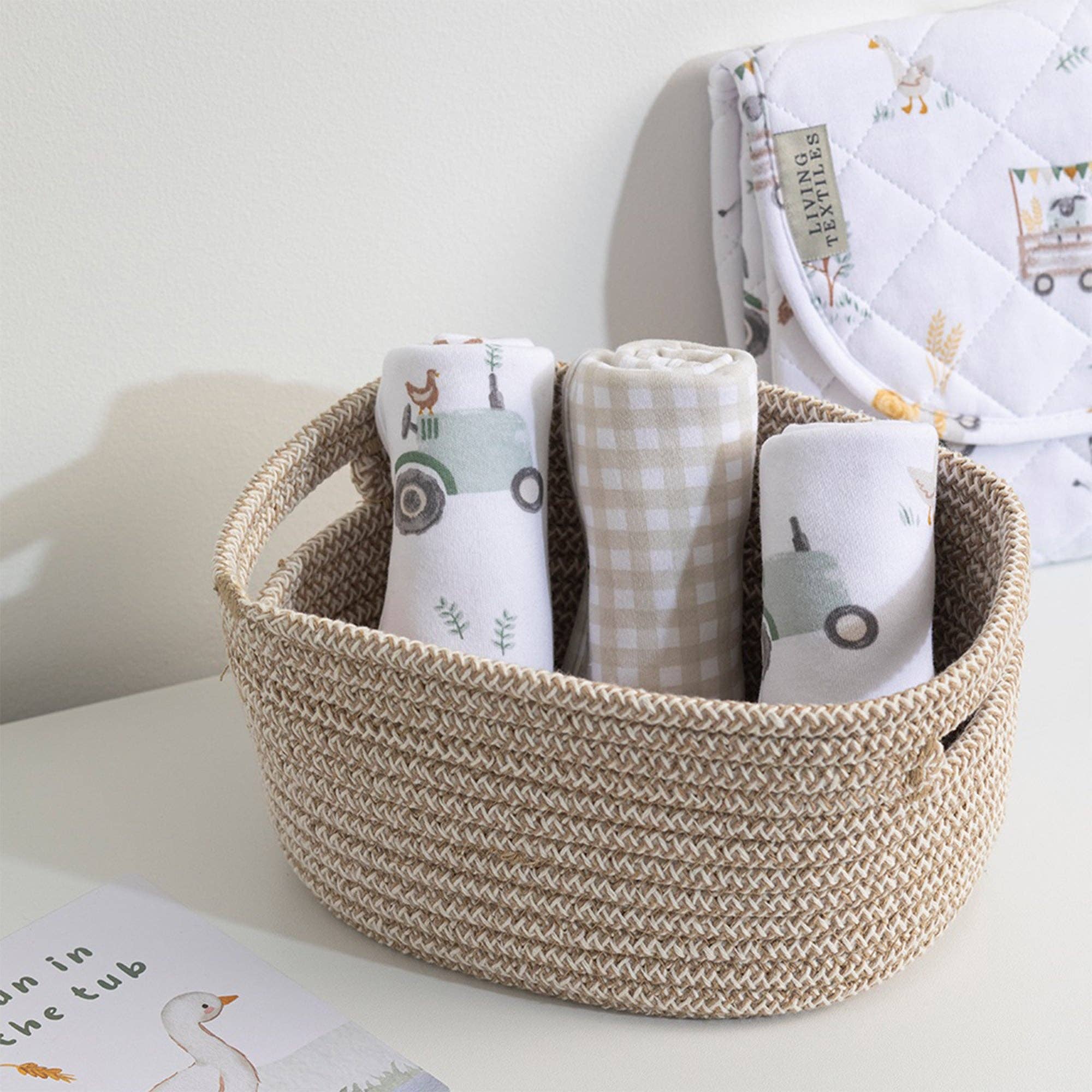 Living Textiles | 3pk Wash Cloths | Tractor Ride