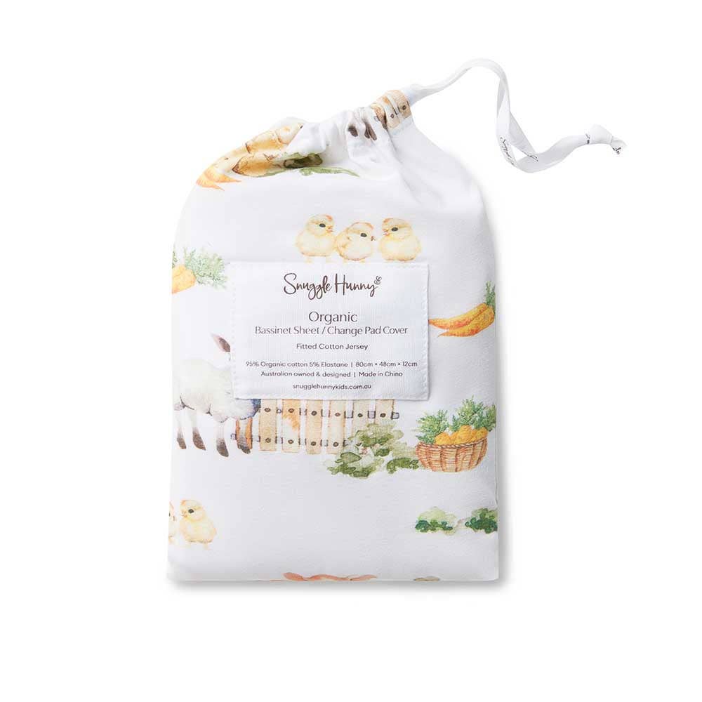 Snuggle Hunny | Organic Bassinet Sheet / Change Pad Cover | Farm