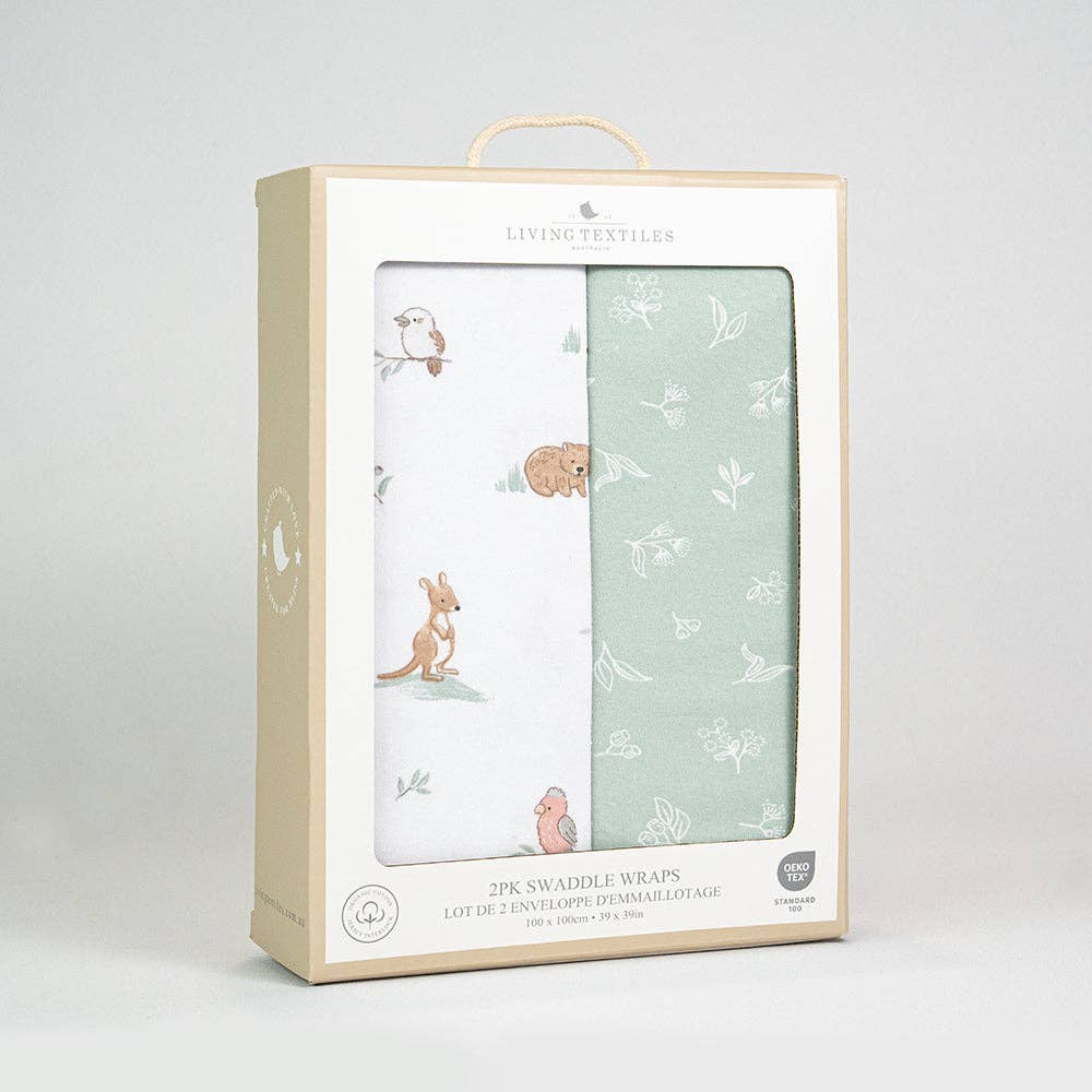 Living Textiles - 2 Pack Organic Swaddle Wraps - Australiana