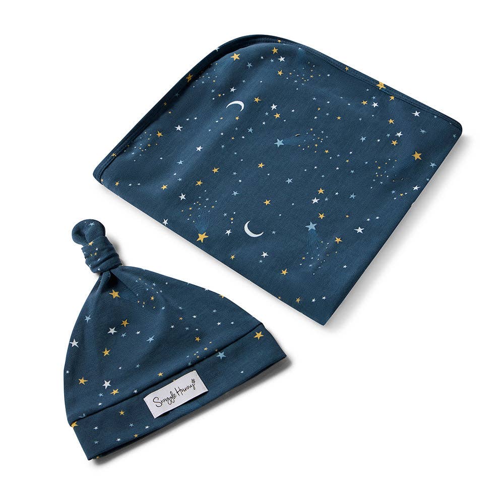 Snuggle Hunny - Starry Night Organic Jersey Wrap & Beanie Set