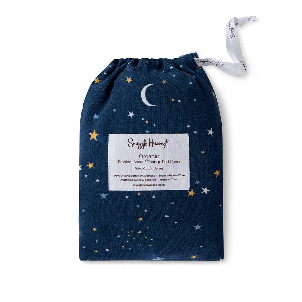 Snuggle Hunny - Starry Night Organic Bassinet Sheet / Change Pad Cover