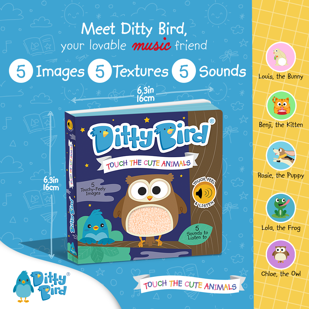 Ditty Bird | First Sensory Book Montessori Method Cute Animals