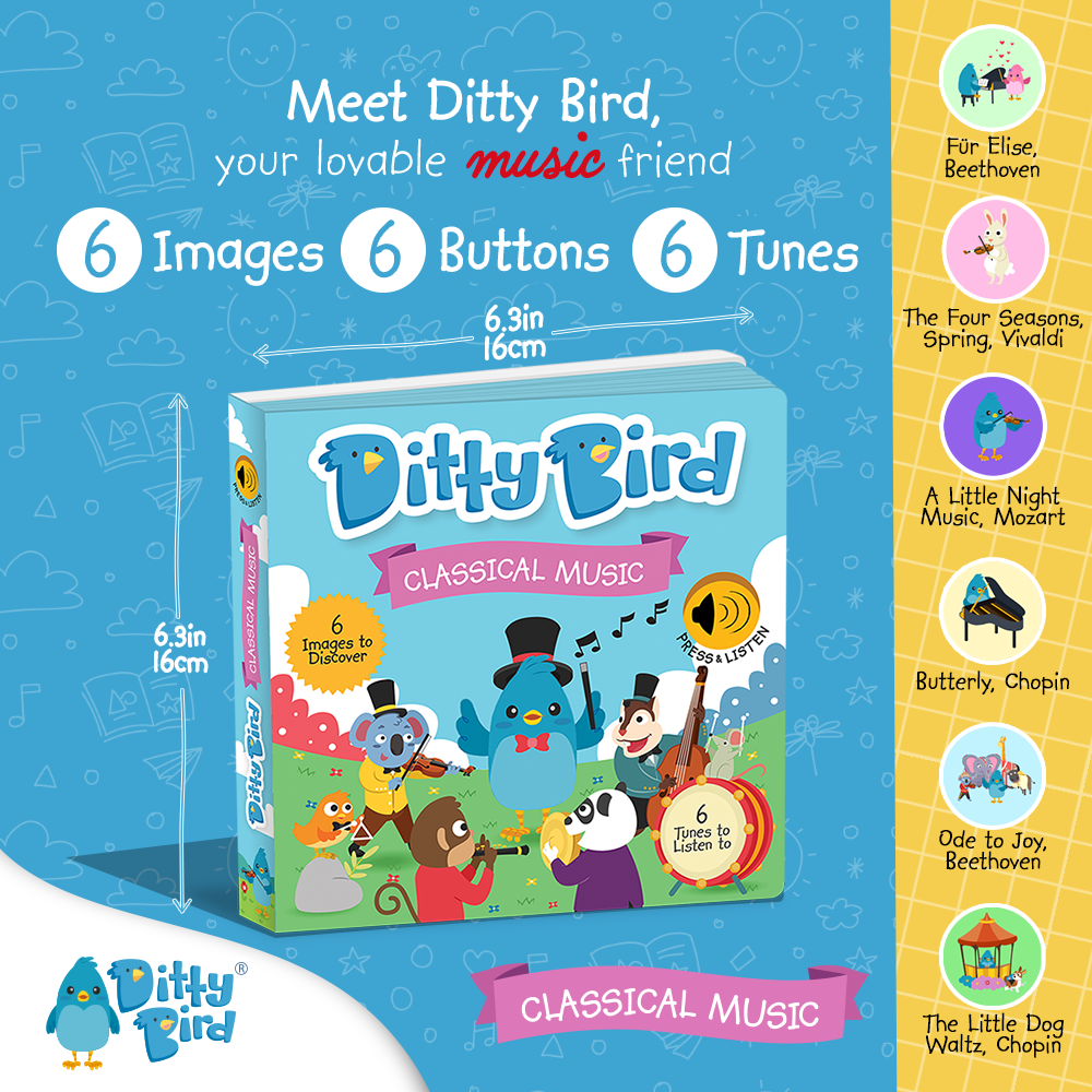Ditty Bird | Baby Sound Book | Classical Music Mozart-Beethoven
