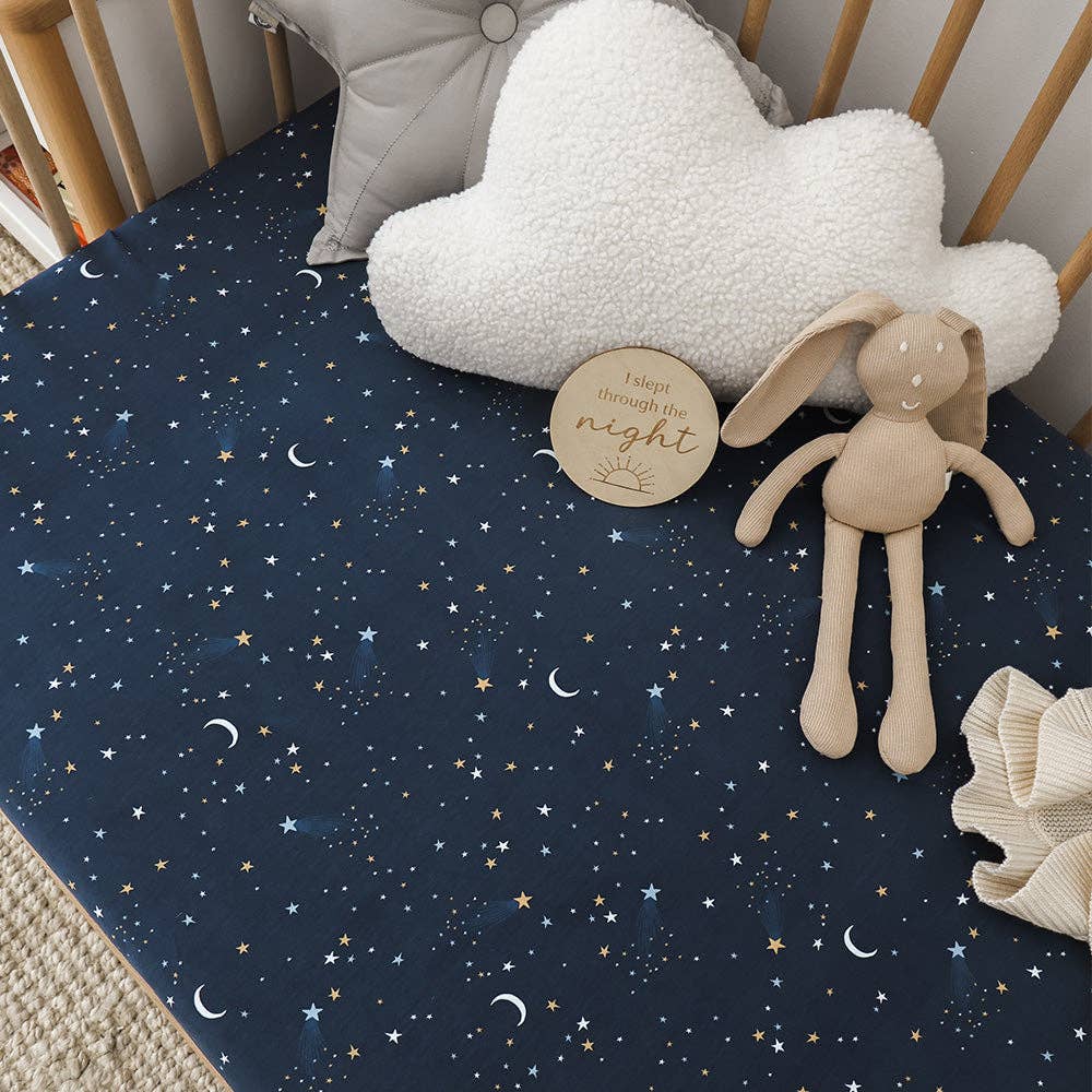 Snuggle Hunny - Starry Night Organic Fitted Cot Sheet
