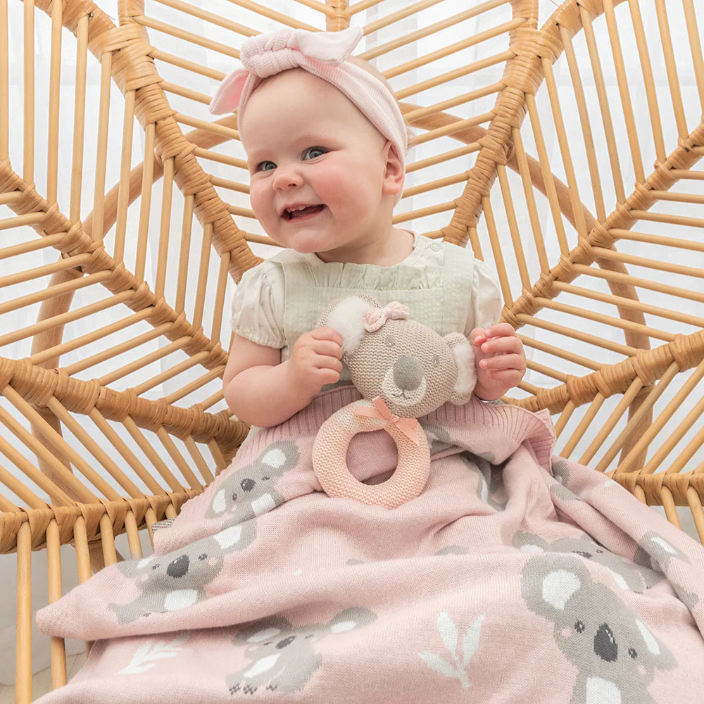 Living Textiles | Australiana Blanket | Koala/Blush