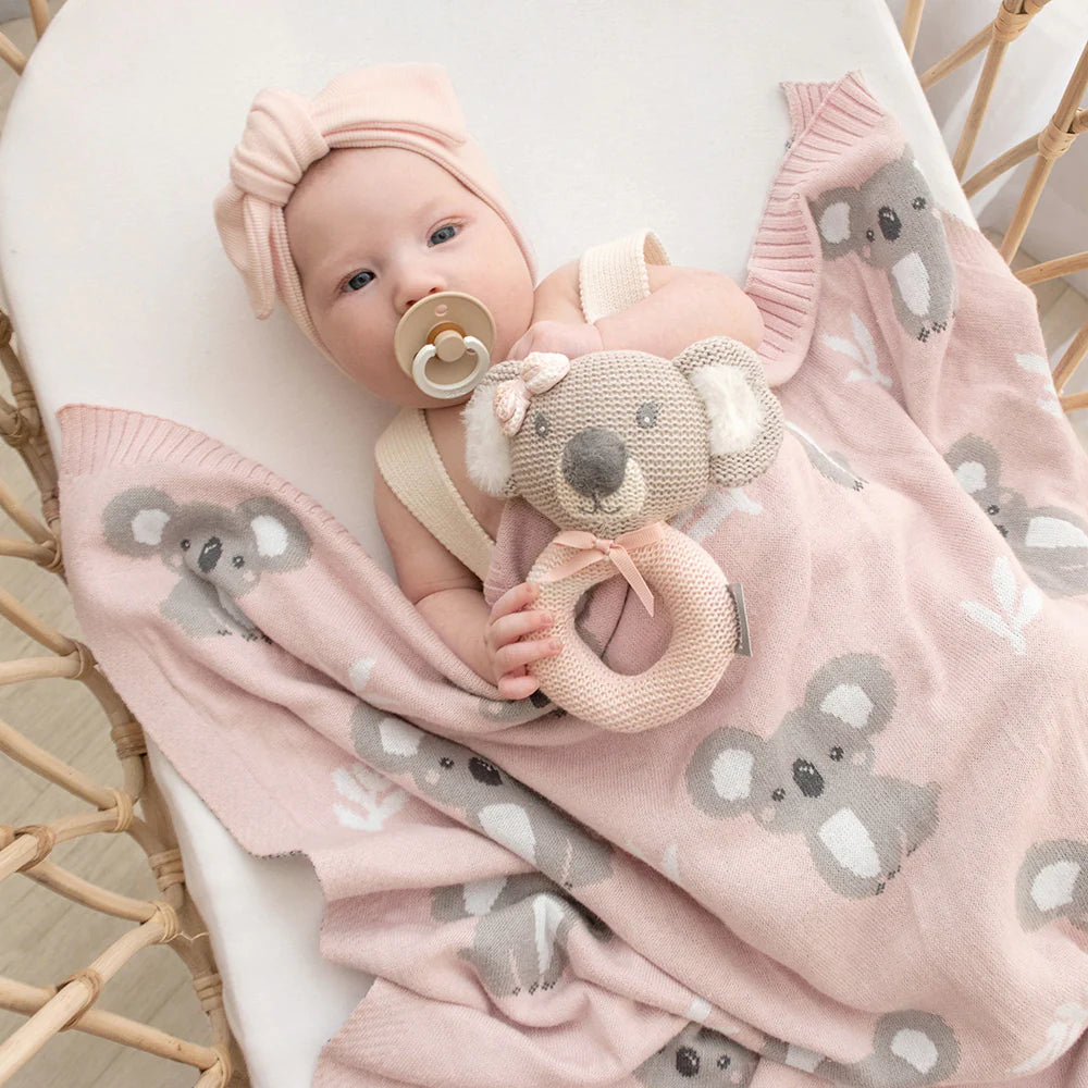 Living Textiles | Australiana Blanket | Koala/Blush
