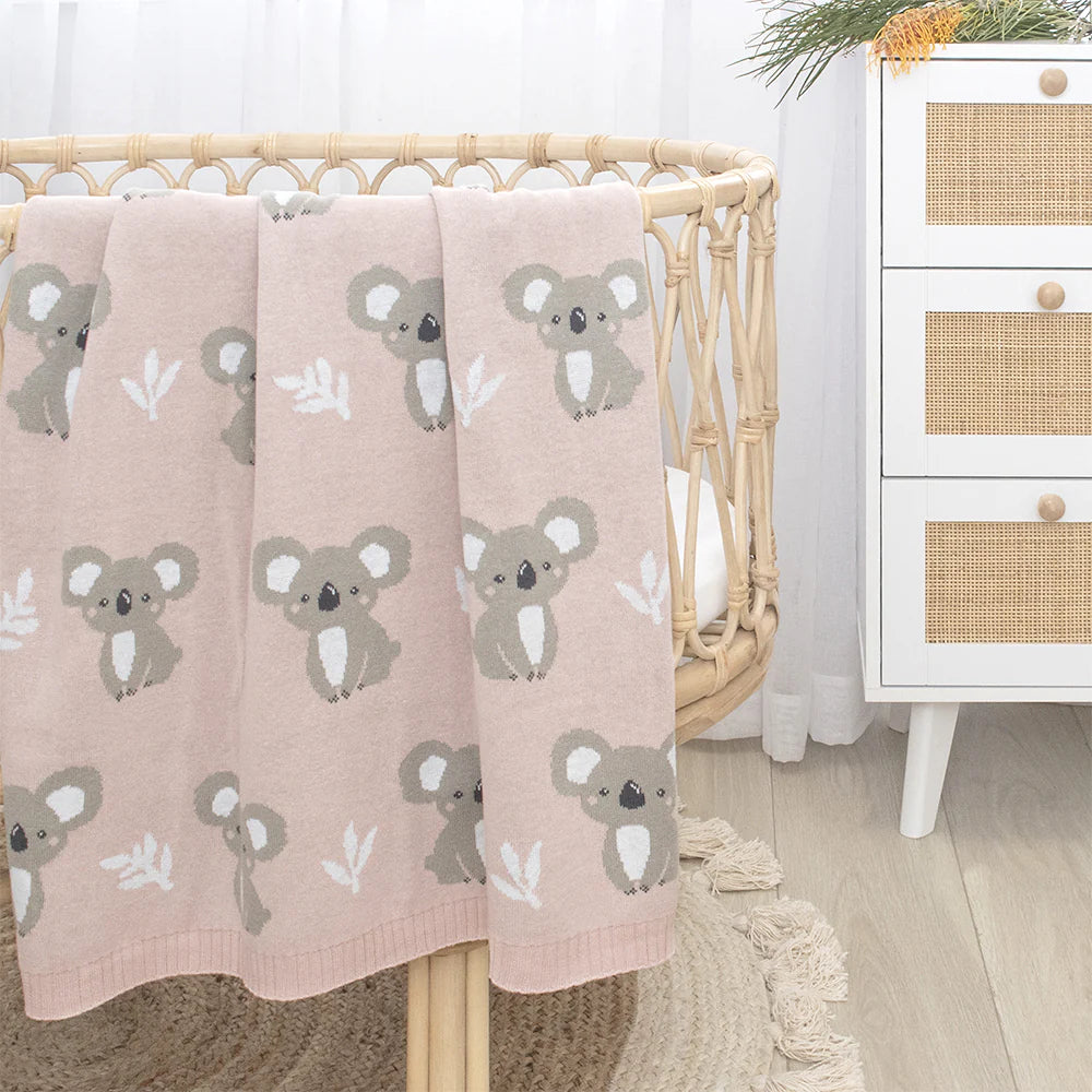 Living Textiles | Australiana Blanket | Koala/Blush