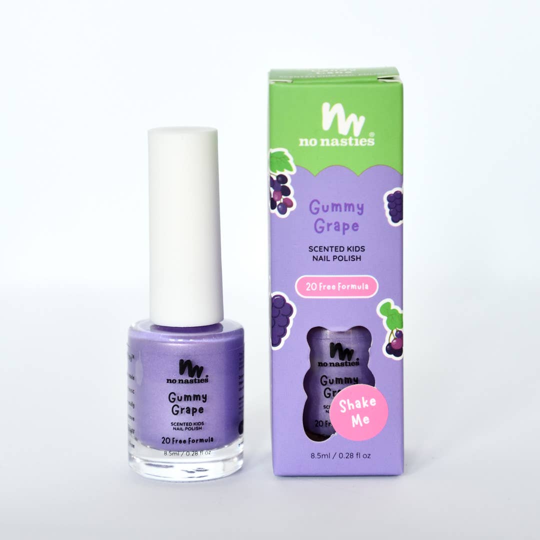 No Nasties Kids | Water Based Scented Scratch Off Kids Nail Polish Gummy Grape - Purple
