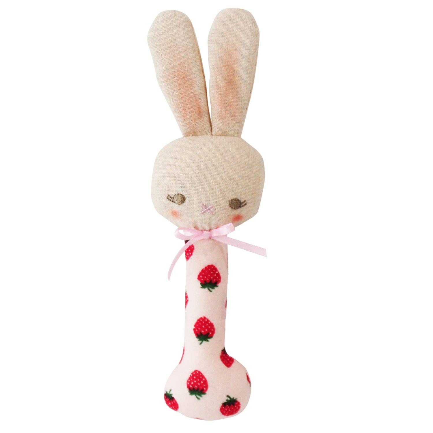 Alimrose Bunny Stick Rattle Strawberry