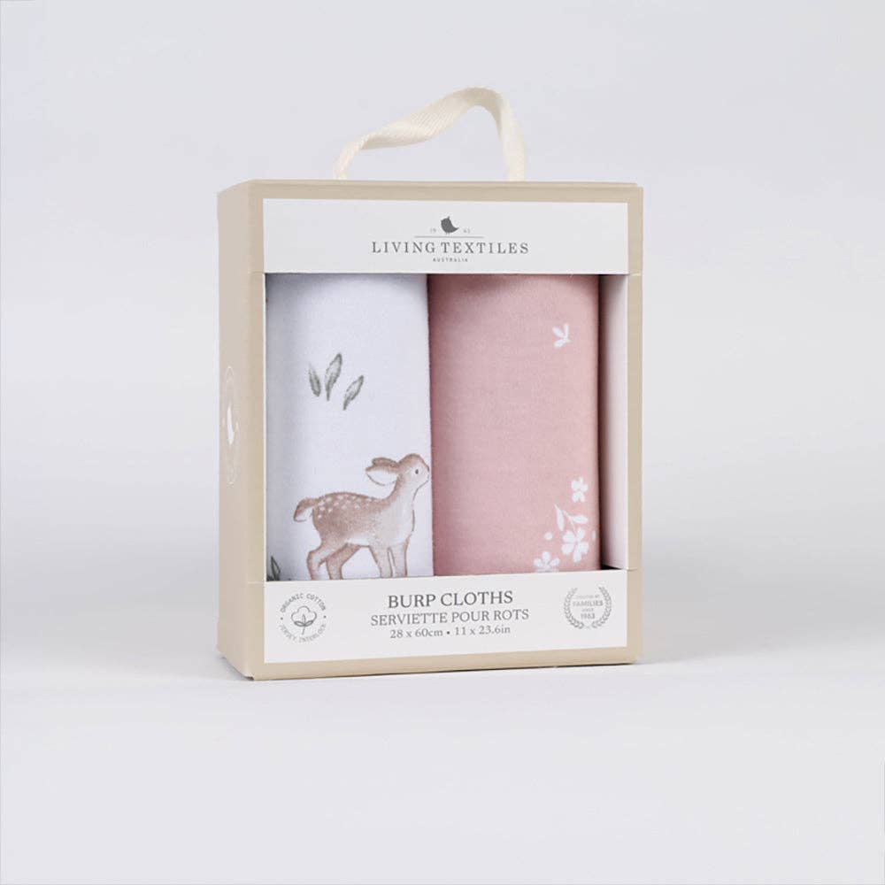 Living Textiles | 2 Pack Organic Burp Cloths Fawn Fables